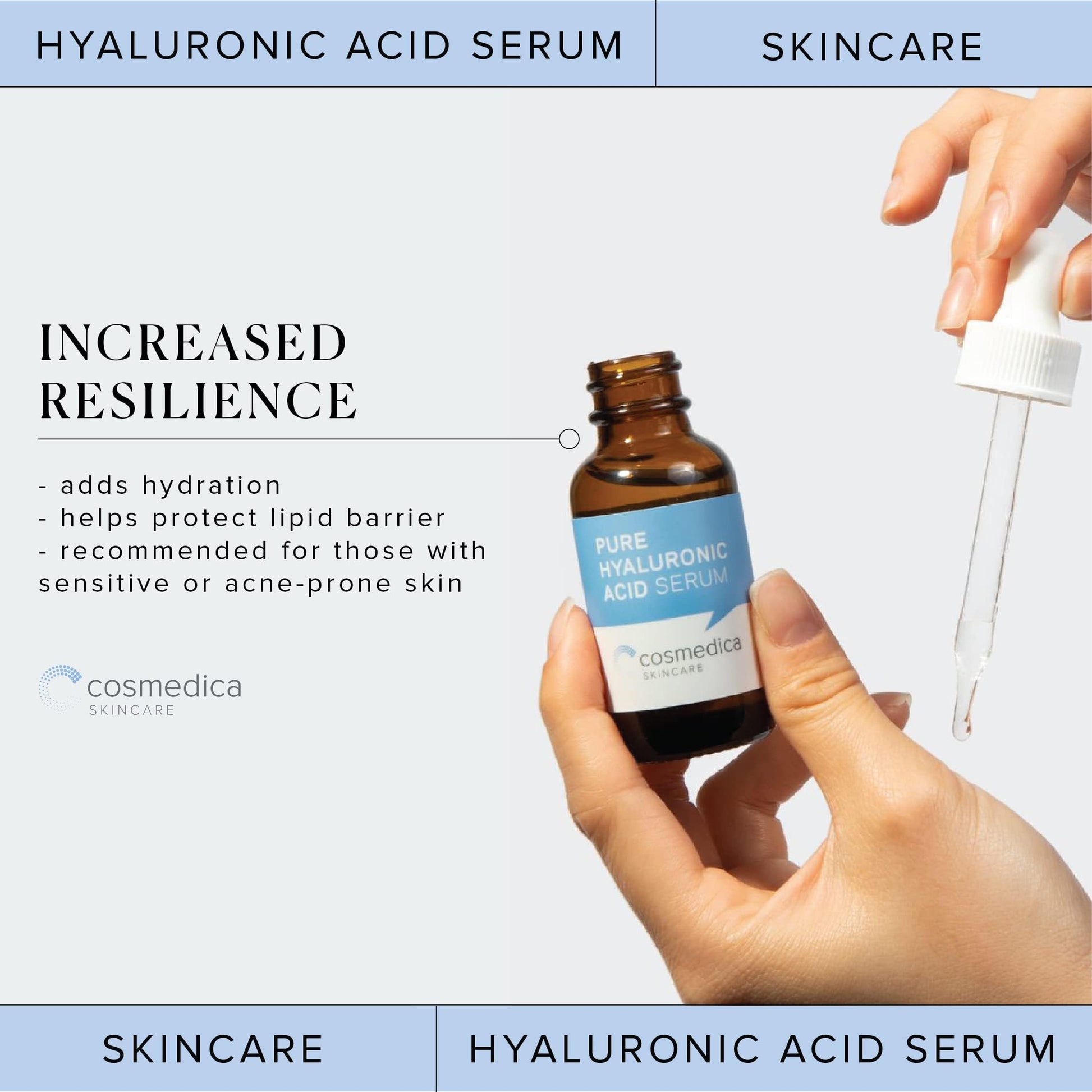 Hyaluronic Acid Serum for Skin 100% Pure Anti Aging Serum Intense Hydration Cosmedica Skincare uk supplements