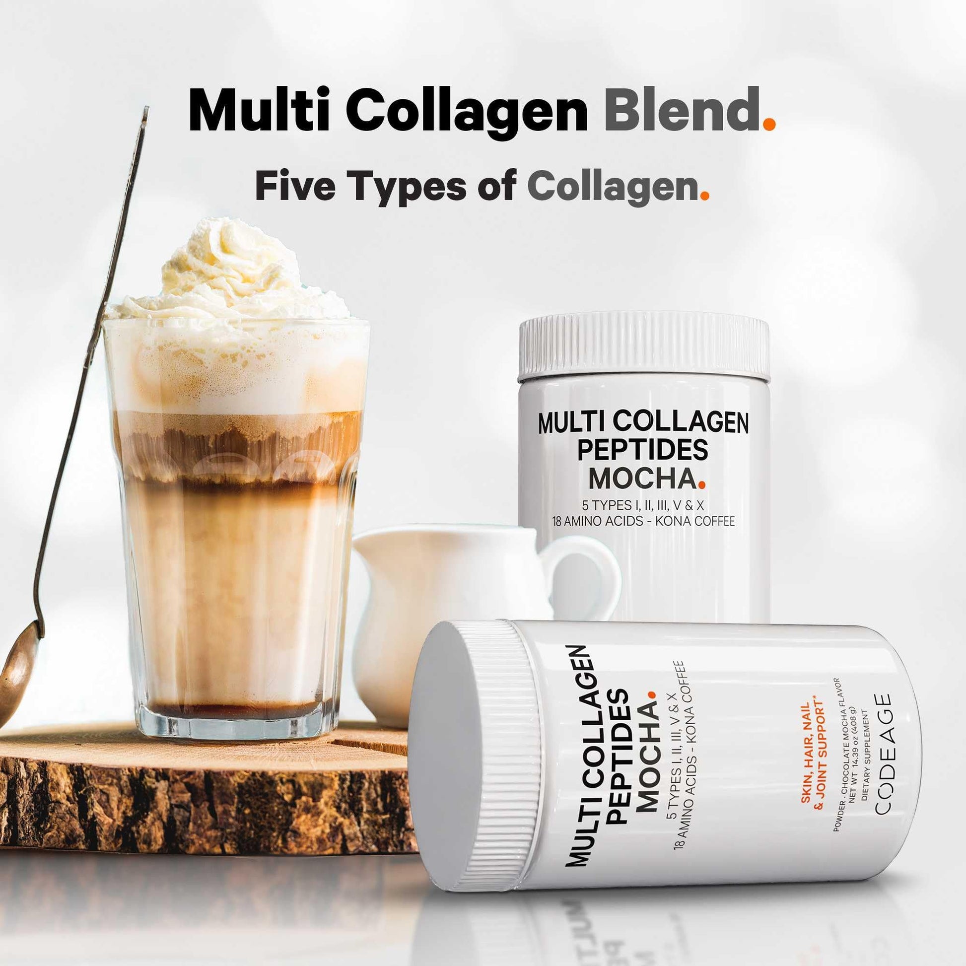 Codeage Multi Collagen Peptides Protein Powder - Chocolate Mocha Instant Coffee - Gourmet Knoa Coffee Drink & Shake - Collagen Type I, II, III, V & X - Grass-Fed, Hydrolyzed, Non-GMO - 14.39oz Codeage uk supplements