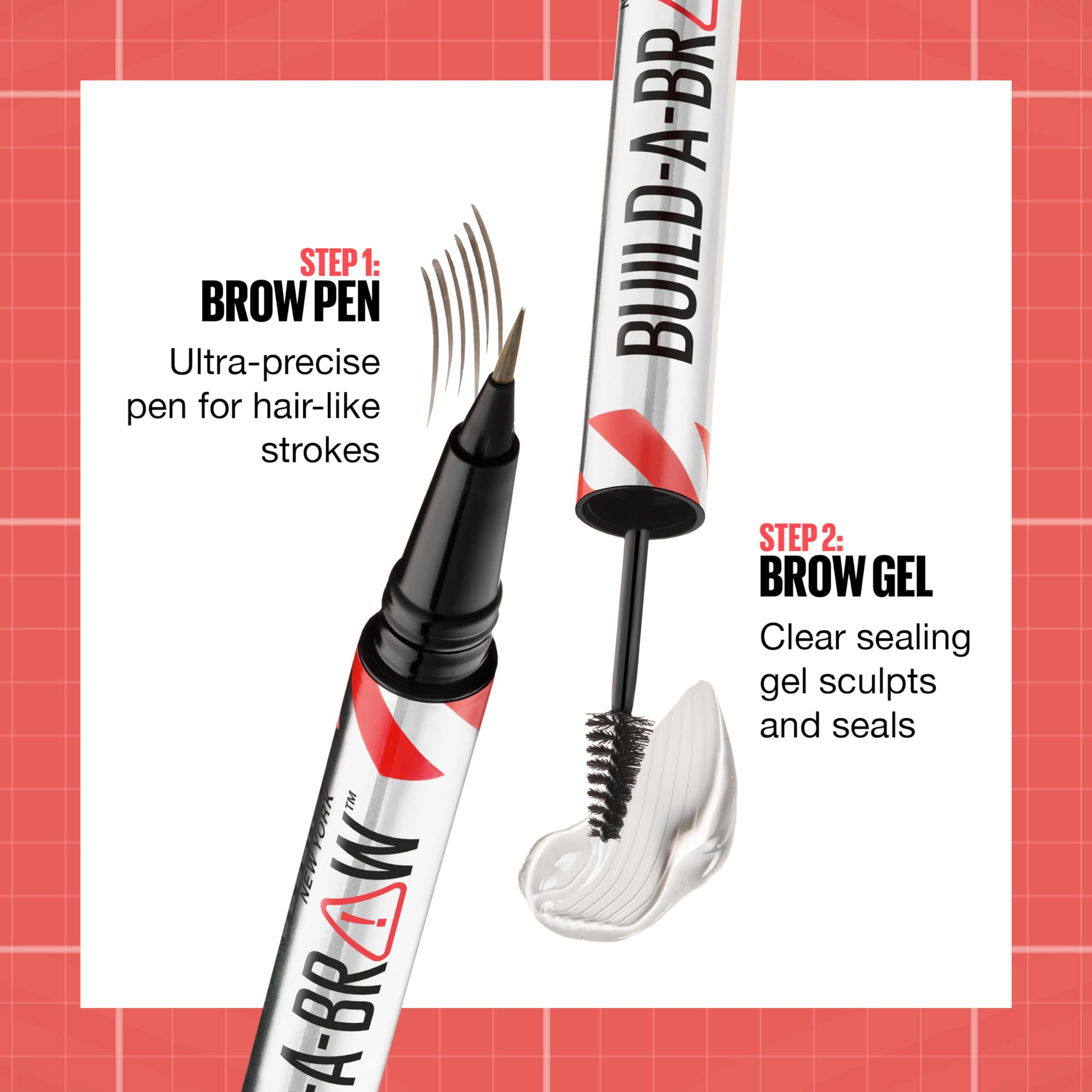 Maybelline Build-A-Brow 2-in-1 Brow Pen and Sealing Eyebrow Gel, Eyebrow Makeup for Real-Looking, Fuller Brows, Black Brown, 1 Count MAYBELLINE uk supplements