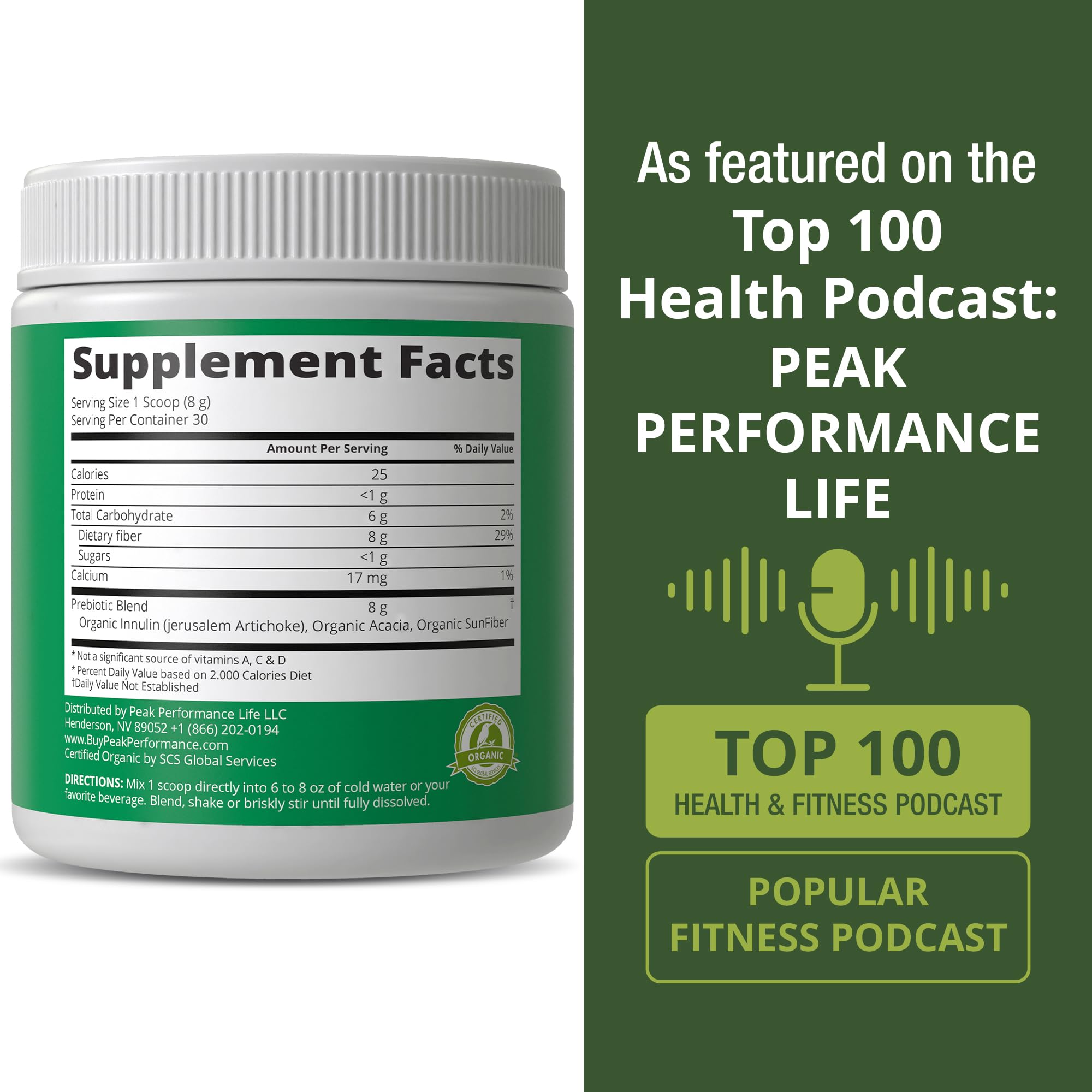 USDA Organic Prebiotic Fiber 3-in-1 Vegan Powder for Gut Health. Raw Whole Food Plant Based Prebiotics Digestive Supplement with Organic Inulin (Jerusalem Artichoke), Acacia Fibers, SunFiber Peak Performance uk supplements