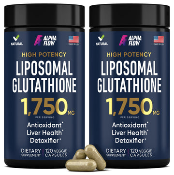 Alpha Flow (2 Pack) Liposomal Glutathione 1100mg – High Absorption Glutathione Supplement with Vitamin C, ALA & Phospholipid Complex – Liver Function, Skin & Immune Support – 240 Vegan Capsules Alpha Flow uk supplements