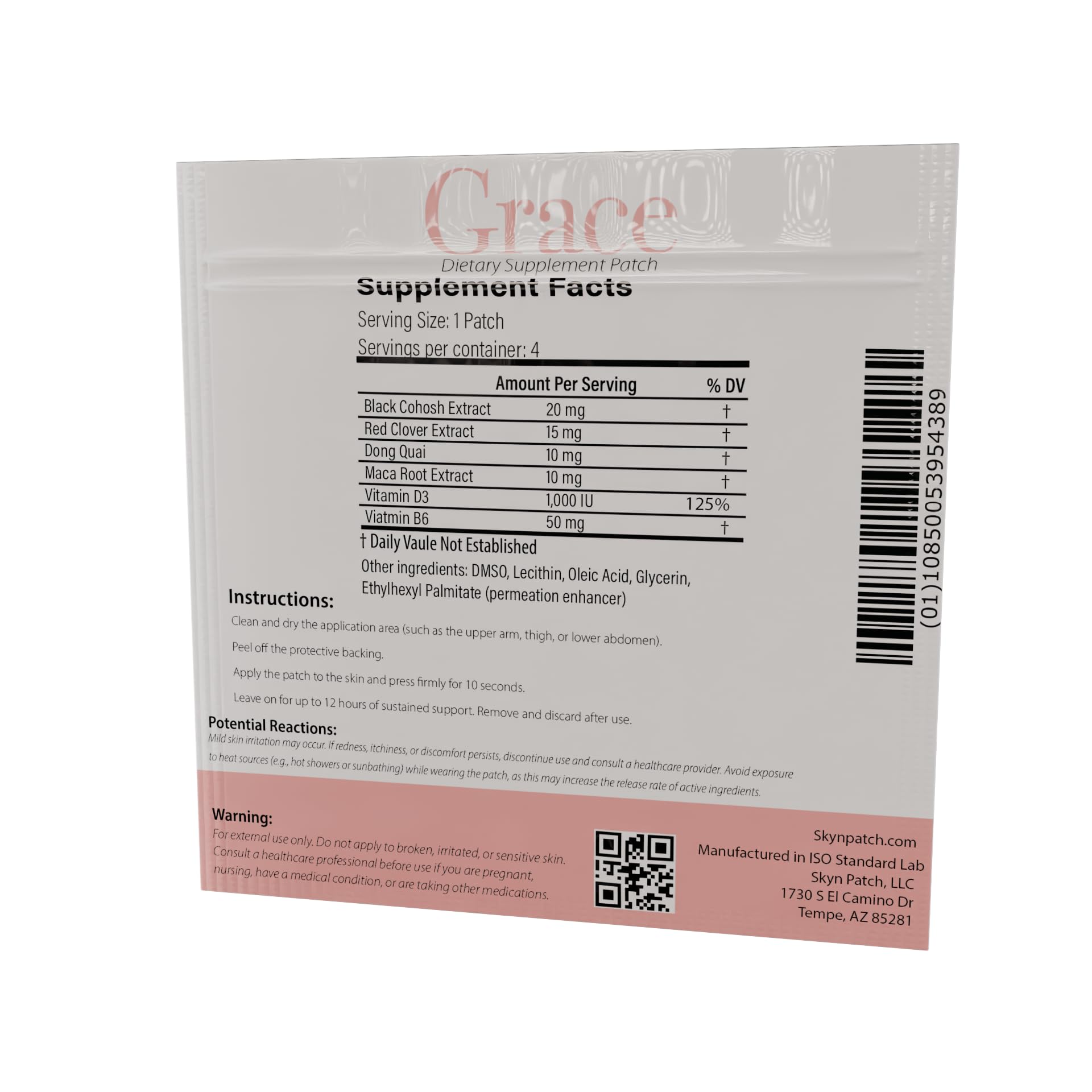 Skyn Patch Grace Transdermal Wellness Patch – Plant Based Daily Adaptogens & Nutrient Support | Transdermal Patch Delivery | 4-Night Pack Skyn Patch uk supplements