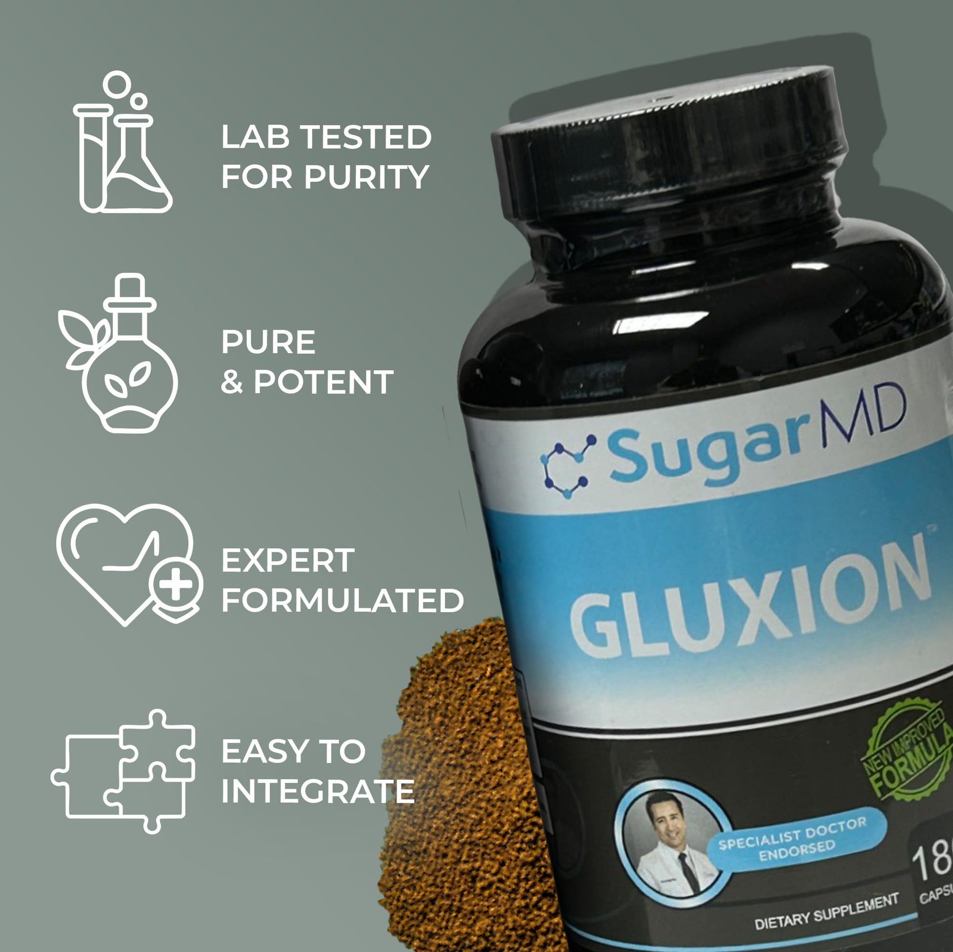SugarMD GLUXION 3X Strength Formula | Advanced Botanical & Nutrient Blend for Spike Control| Vegan, Non-GMO, 180 Capsules SugarMD uk supplements