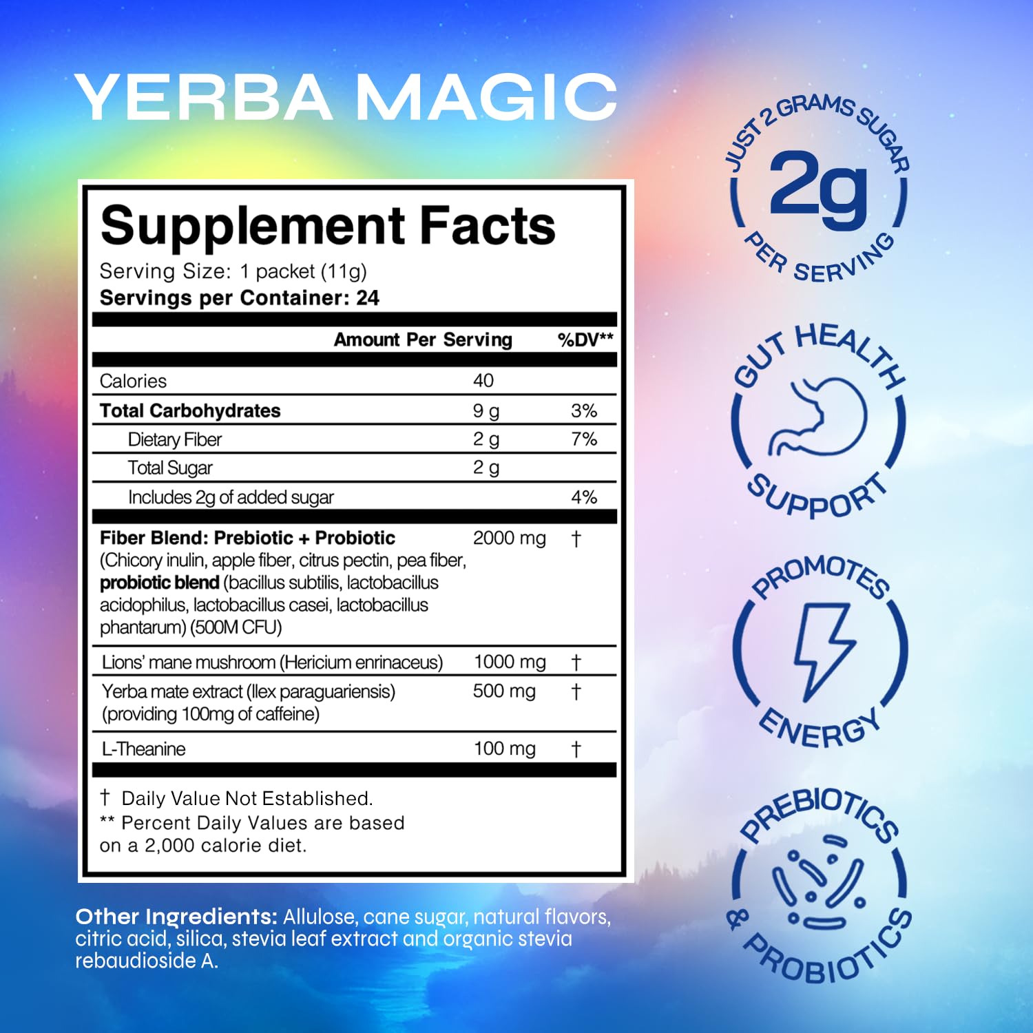 Yerba Magic Instant Yerba Mate Powder Packets – Clean Energy & Focus Drink Mix for Gut Health – Nootropic Blend with Lion’s Mane, L-Theanine, Prebiotics & Probiotics – Low Sugar Natural Caffeine – Variety Pack, 24 Sticks Brainista uk supplements
