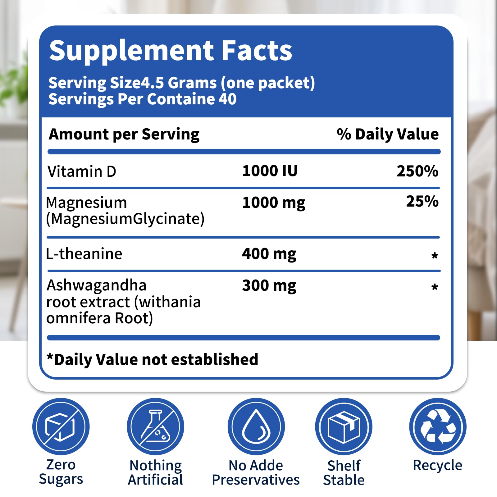 40 Count Super Cortisol Calm Drink with Magnesium Glycinate, Ashwagandha, L-Theanine & Vitamin D3 |Magnesium glycinate Powder for Relaxation, Focus & Sleep Support | Raspberry Lemonade | No Sugar OLELON uk supplements