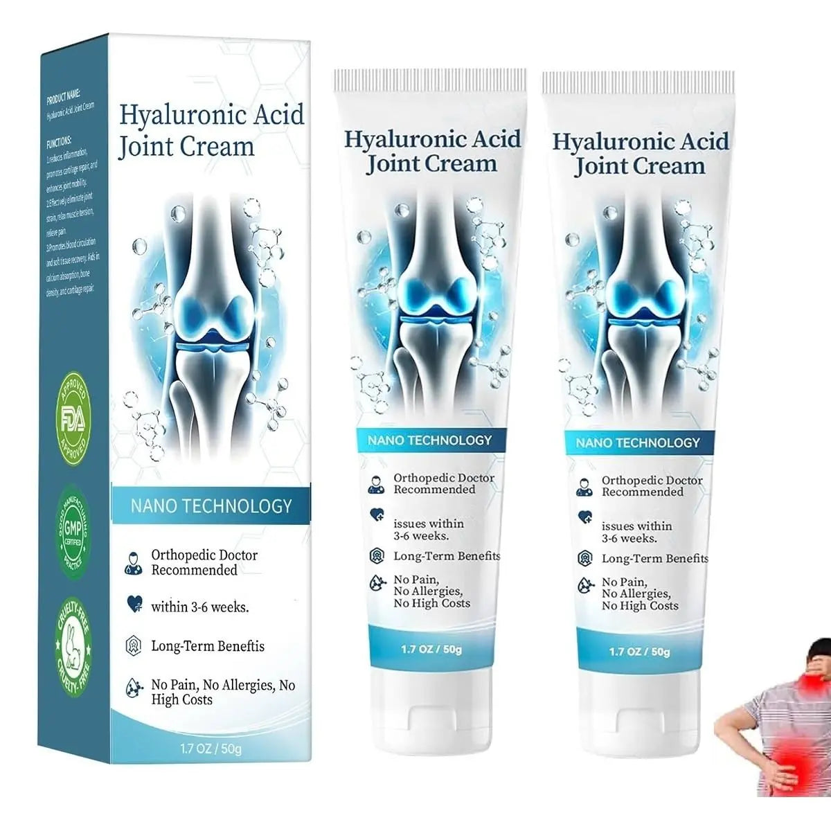 2 PCS Hyaluronic Acid Joint R-epair Gel, Soothing Massage Gel, Quickly Relieve Joint discomfort for Back, Neck, Kne, Soothing Relief for Dry, Cracked Skin Joint Activities Throughout The Body SANZHUAN uk supplements