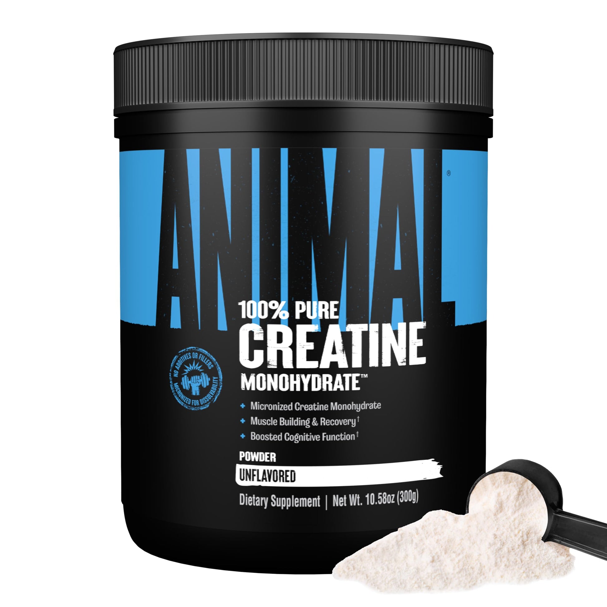 Animal Creatine Monohydrate Powder – Micronized Creatine for Women and Men, Supports Muscle Growth, Strength, Endurance, Recovery and ATP Production, Gym & Workout Supplements - Unflavored, 300g Animal uk supplements