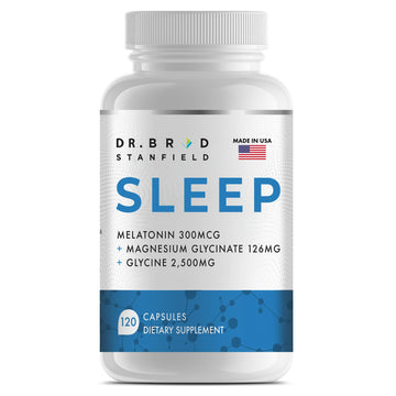 Dr Brad Stanfield Melatonin 300mcg + Magnesium Glycinate 126mg + Glycine 2,500mg for Sleep (120 Count, 30 Servings) Dr Brad Stanfield uk supplements