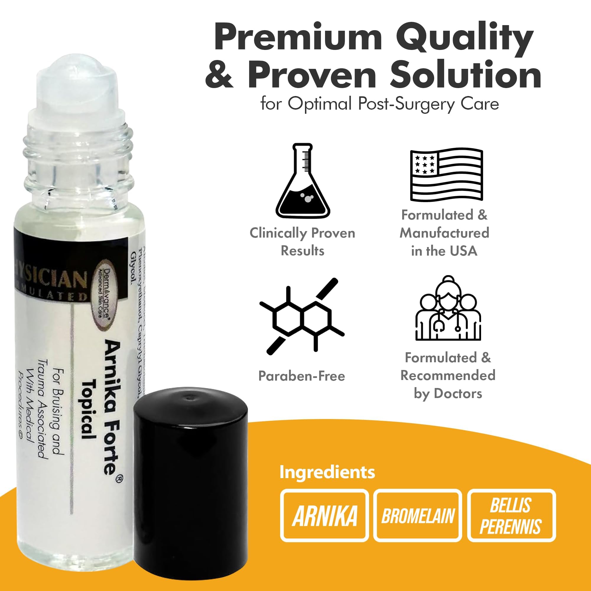 DermAvance Arnika Forte Topical Roll-On, Arnica Gel for Bruising and Swelling After Surgery, Easy-to-Use Arnica Gel Topical for Post-Surgical Care and Sports Injuries, Clear, 10 ml DermAvance uk supplements