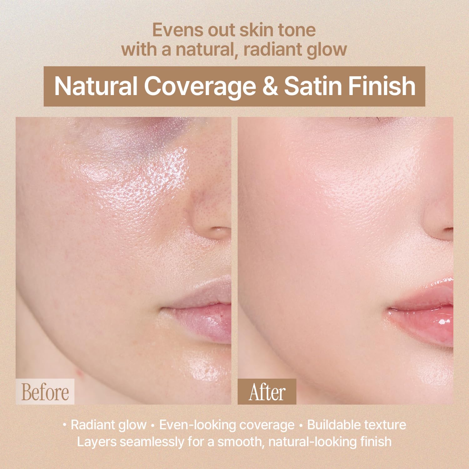 LOVB LOVB Natural Cover Glow Cushion Foundation | Satin Radiant Finish | Korean Foundation Makeup | Long-Lasting Natural Coverage | for All Skin Types 0.42 oz. (23N Natural Beige) LOVB LOVB uk supplements