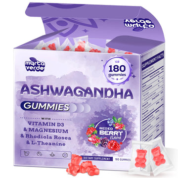 3000mg Ashwagandha Gummies for Women & Men, 180 Count | Extra Strength Ashwagandha Supplement for Stress, Relaxation & Immune Support | Magnesium, Rhodiola, L-Theanine, D3 | Sugar Free Mixed Berry Myrtaverde uk supplements