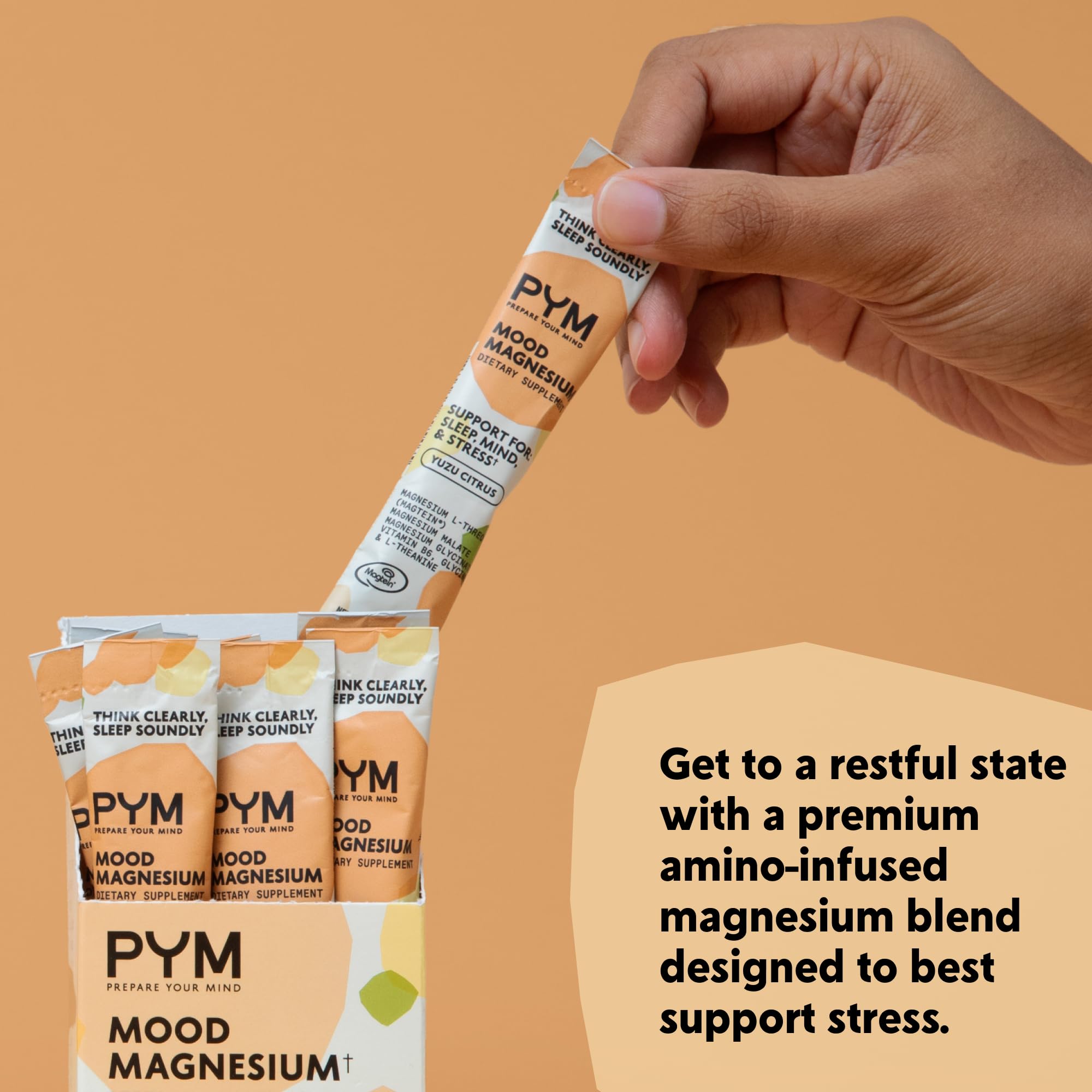 PYM Mood Magnesium Powder Packets (10-Servings) Magnesium Glycinate, L-Threonate & Malate Powder | Aid & Mood Support Supplement for Stress PYM Health uk supplements