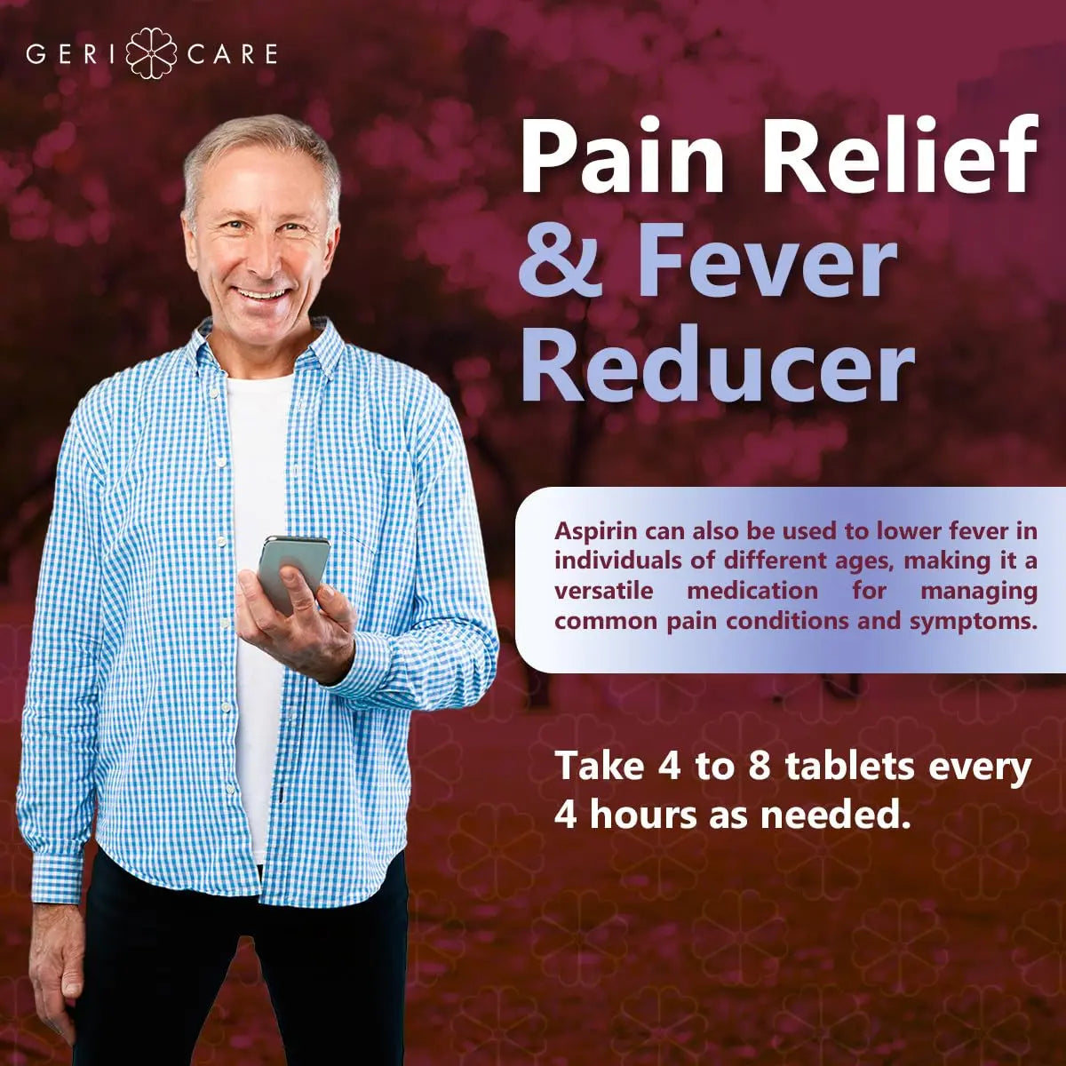GeriCare Aspirin 81mg Adult Low Dose, Pain Reliever - Enteric Coated Tablets for Enhanced Absorption and Gentle Digestion – Supports Blood Flow, Reduces Inflammation, 300 Count (Pack of 1) GeriCare uk supplements