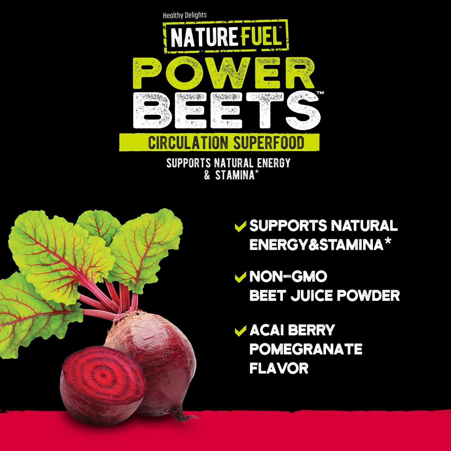 Nature Fuel Power Beets Powder, Delicious Acai Berry Pomegranate, Concentrated Superfood Healthy Delights uk supplements