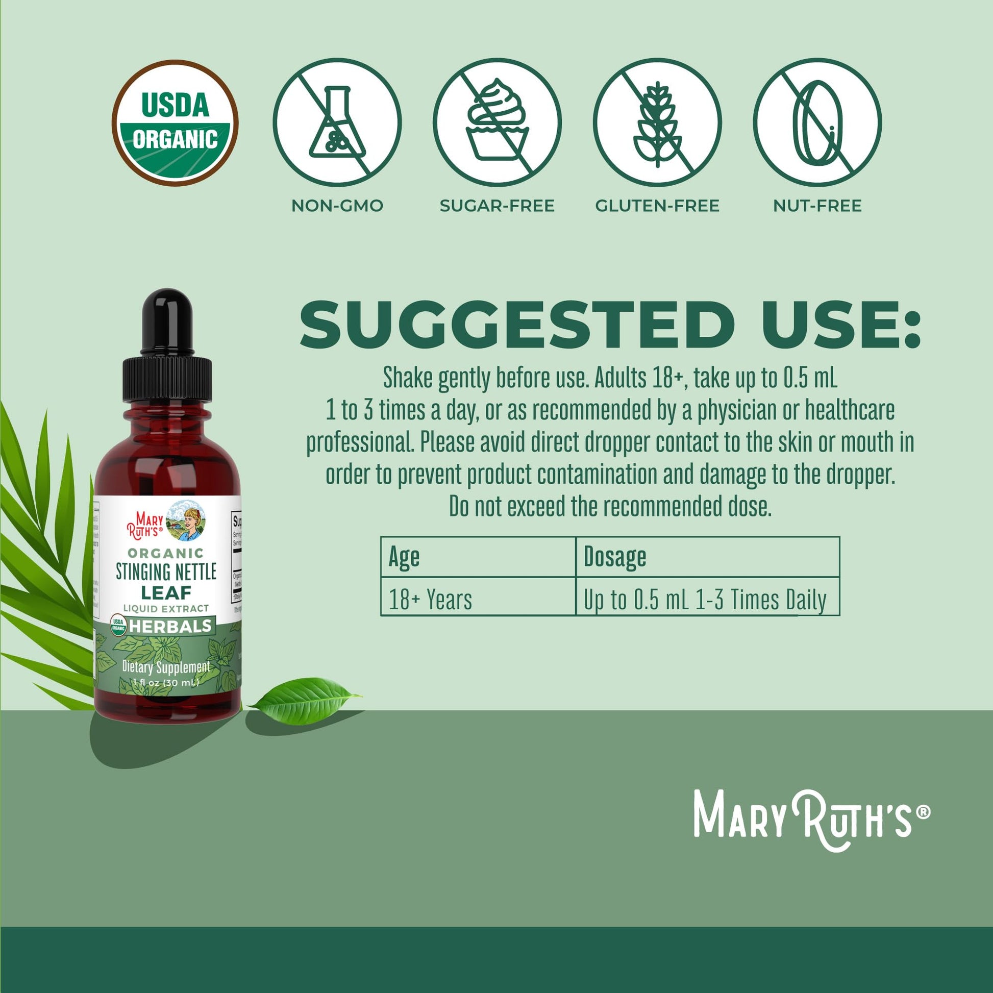 MaryRuth Organics Stinging Nettle Leaf Extract | Detox Supplement Herbal Drops | USDA Organic | Vegan | Non-GMO | Gluten Free | 1 Fluid Oz MARYRUTH'S uk supplements