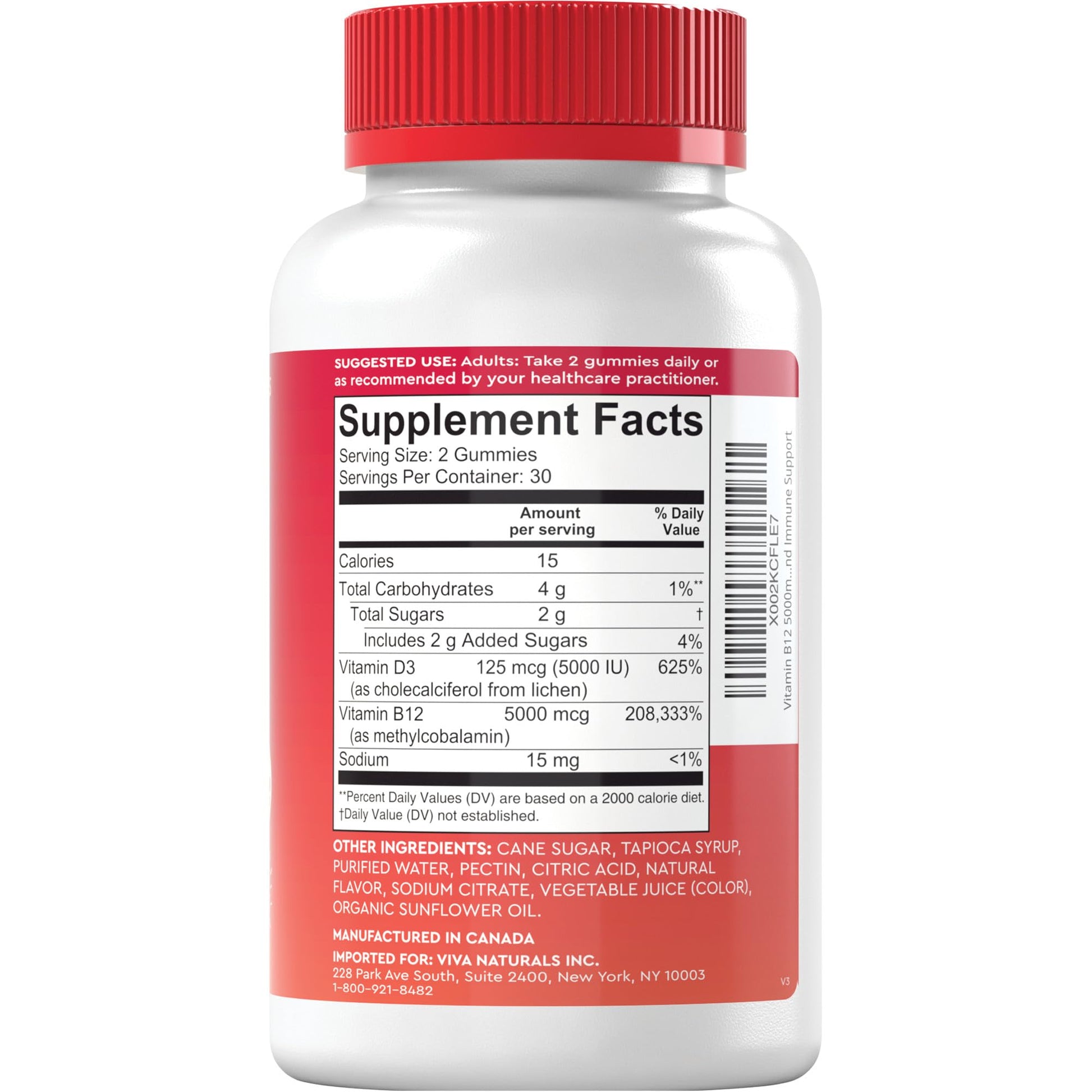 Viva Naturals Plant-Based B12 Gummies with Vitamin D3 - Chewable 5000mcg B12 Viva Naturals uk supplements