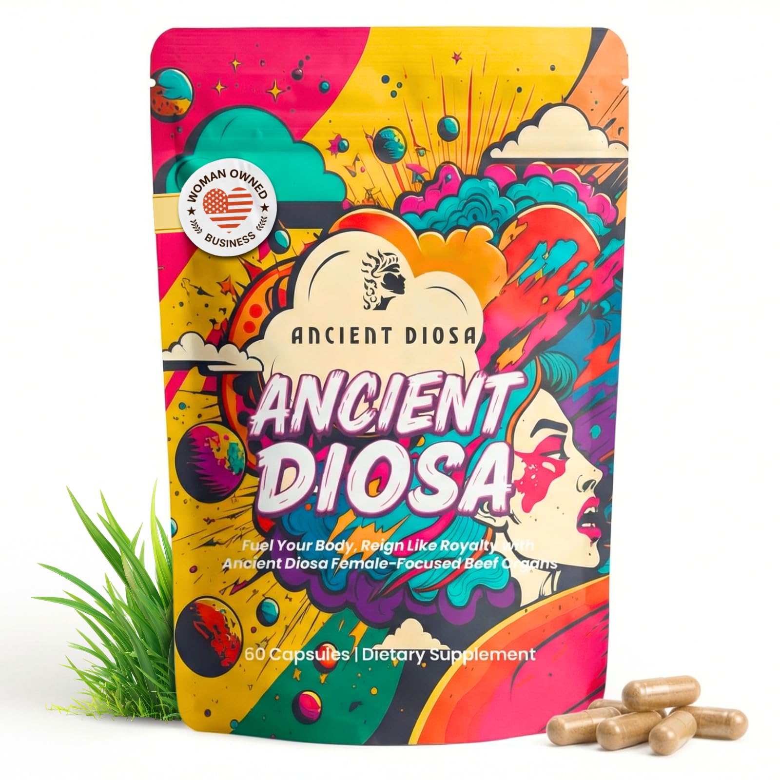ANCIENT DIOSA Grass Fed Beef Liver Capsules - Female-Focused Organ Supplement with Liver, Heart, Ovary & Uterus - Supports Hormone Balance & Vitality, Whole Body Wellness - 60 Capsules ANCIENT DIOSA uk supplements