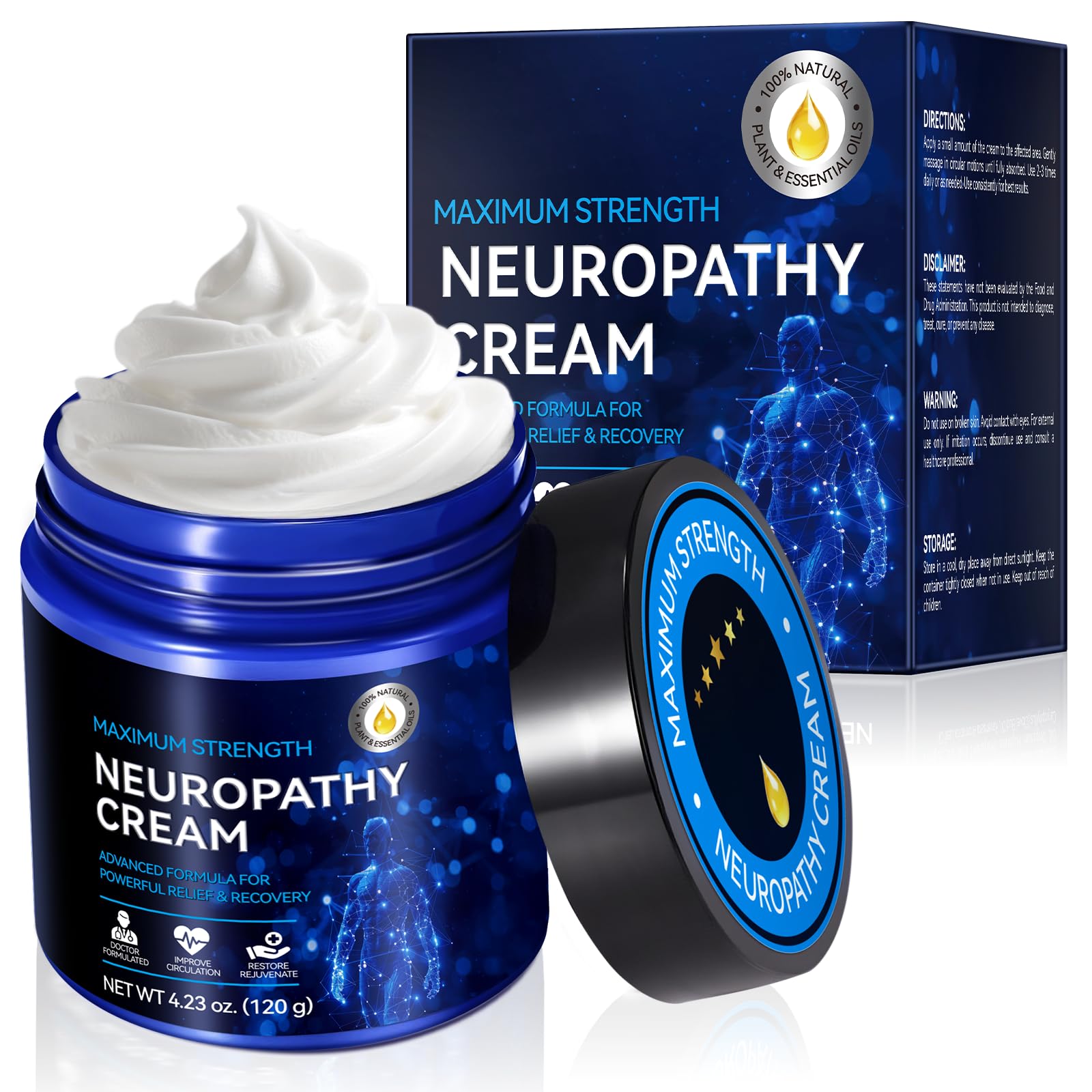 Neuropathy Cream for Feet, Legs & Hands – Lightweight, Plant-Based Formula with Cooling Comfort, 4 oz CFXYHNOX uk supplements