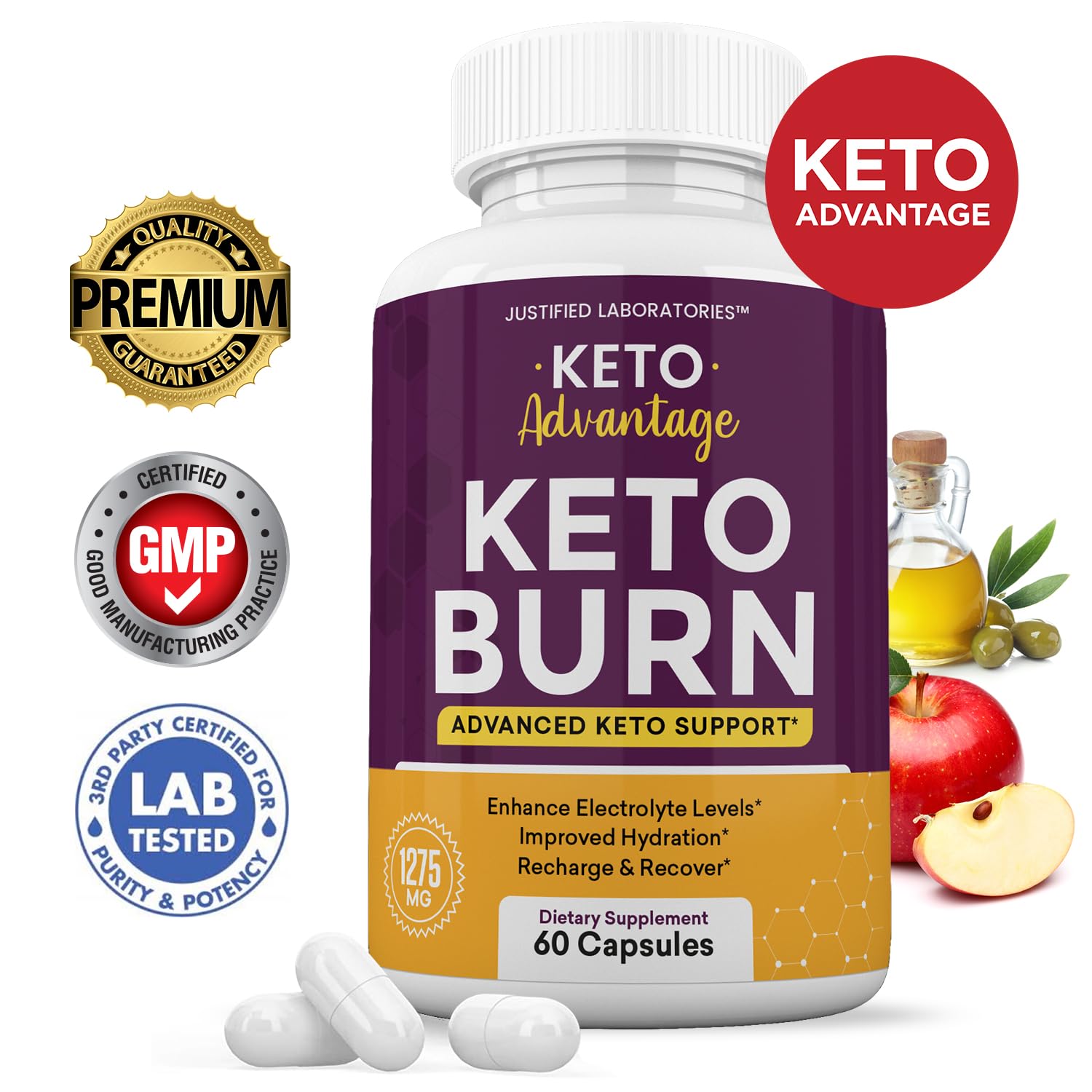 (2 Pack) Keto Advantage Keto Burn Pills 1275MG New & Improved Formula Contains Apple Justified Laboratories uk supplements