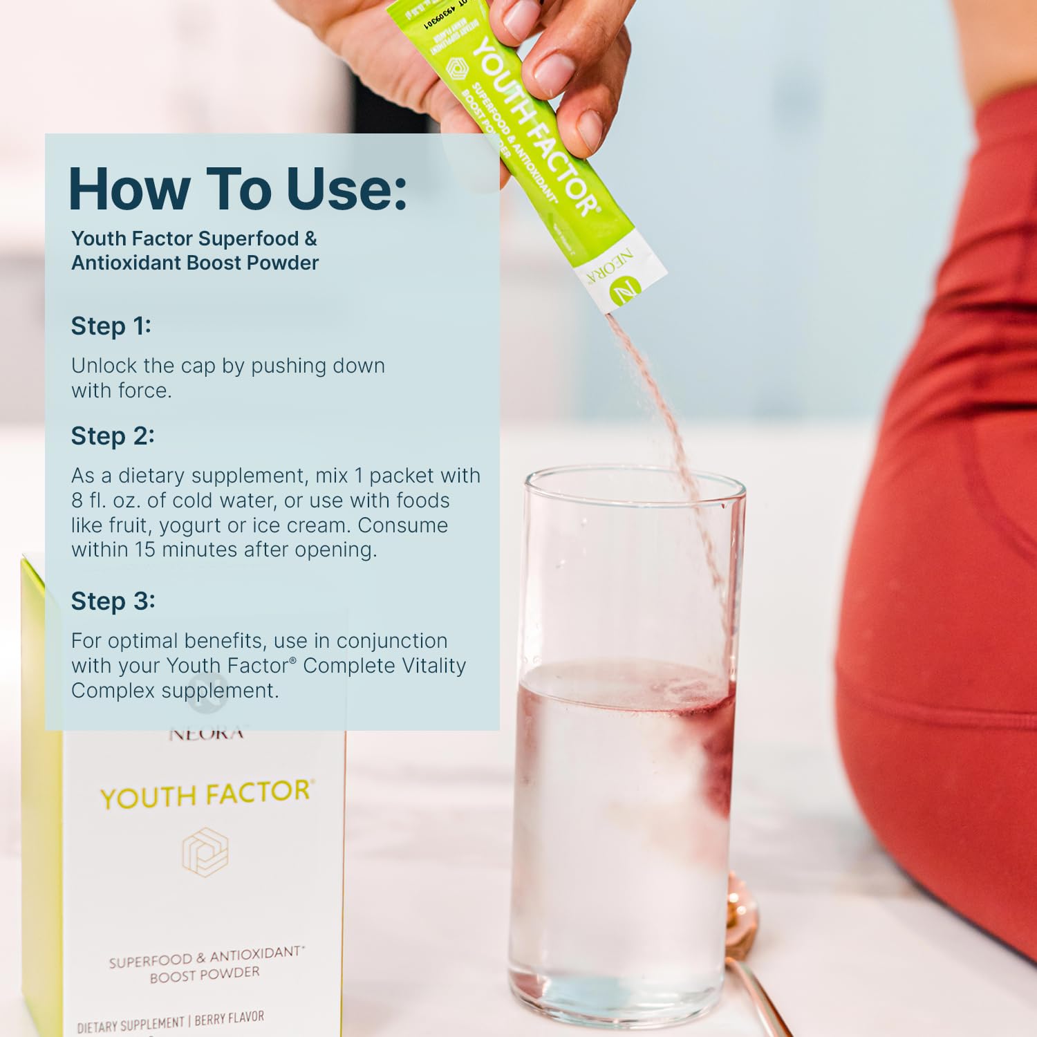 NEORA Youth Factor - Superfood Boost Powder - pH Balance, Hair Skin Nails Support, Fruits & Veggies Equivalent, Nutrient Absorption - 30 Packets NEORA uk supplements