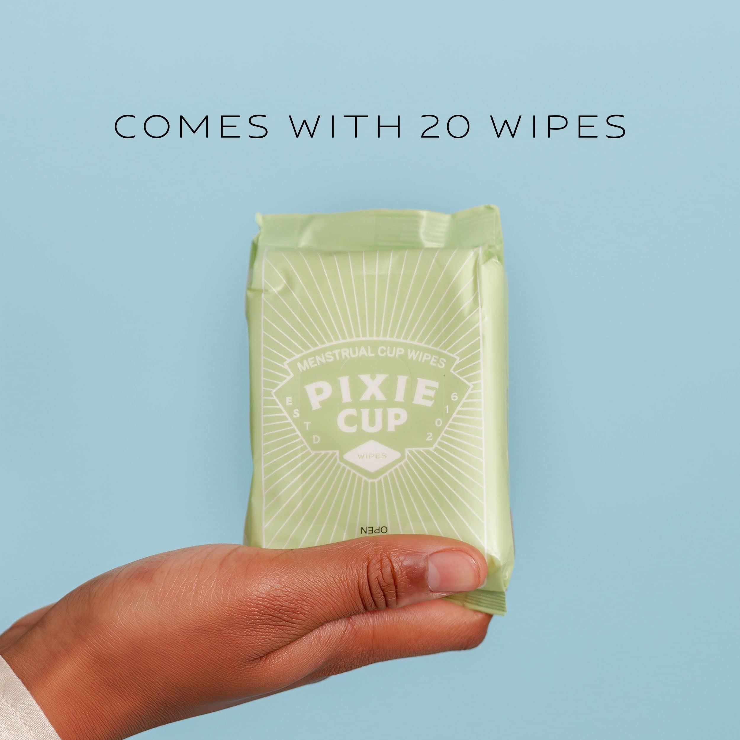 Menstrual Cup Wipes - On The Go Public Bathroom Feminine Wipes - Safe On Period Cups & Menstrual discs Pixie Cup uk supplements