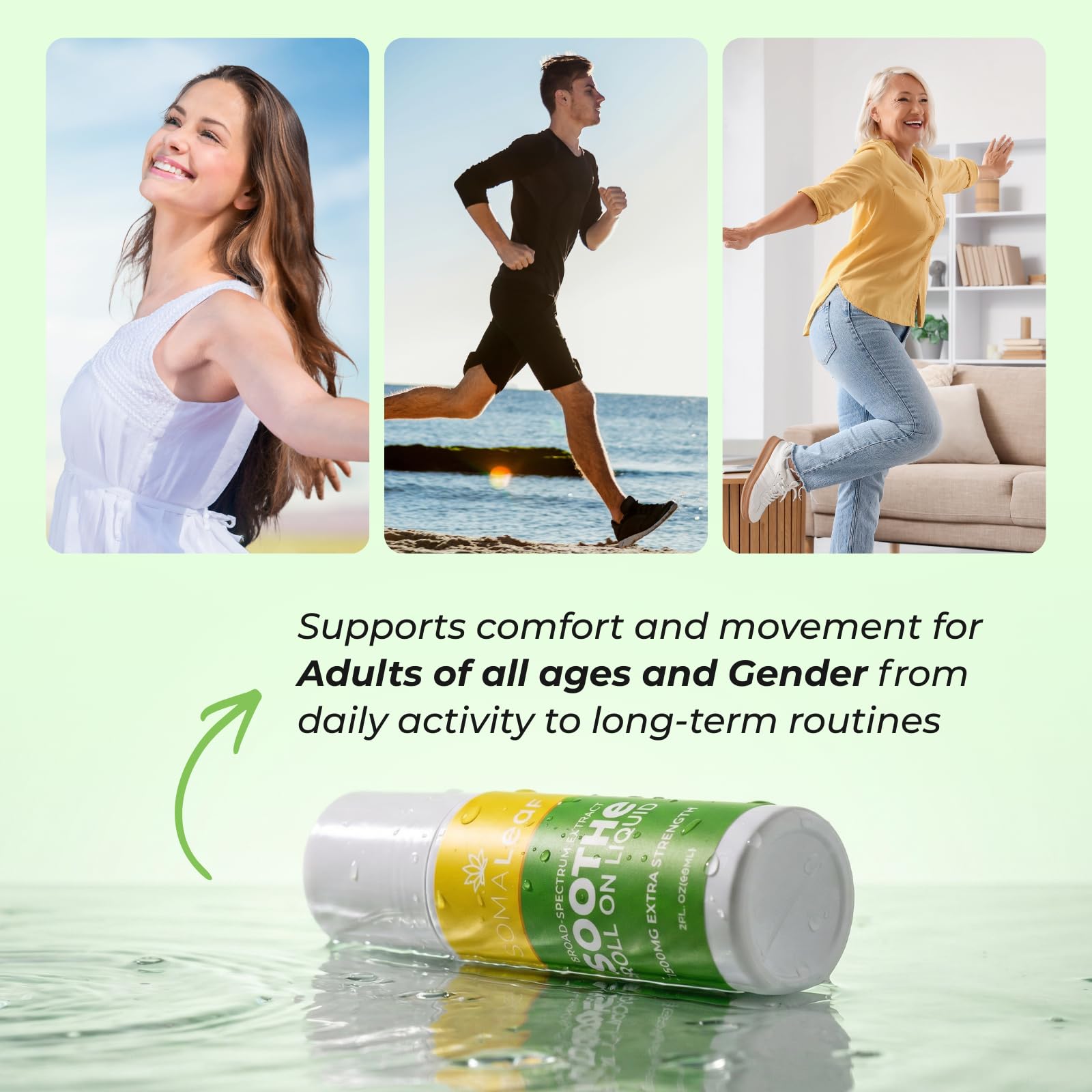 SomaLeaf Soothe Roll-On, 1500 MG, Extra Strength, Natural Comfort for Muscles, Hips, Joints, Neck, Back, Elbows, Fingers, Hands, and Knees SomaLeaf uk supplements