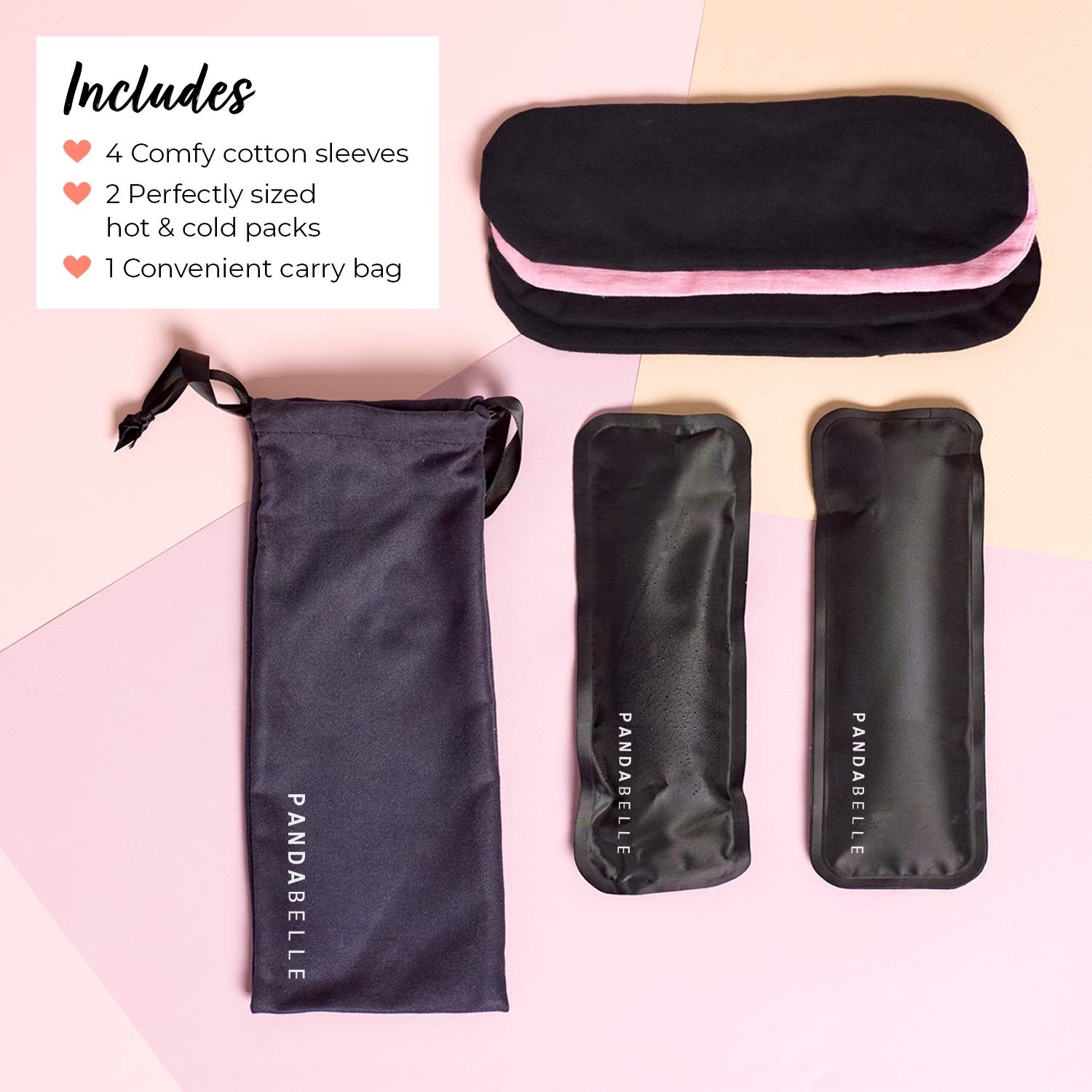 Pandabelle Hot & Cold Reusable Perineal Ice Pack with 4 Washable Cotton Sleeves & Carry Bag for Postpartum Perineal Pain, Hemorrhoids, C-Section Scar, Breastfeeding, Post-Waxing Hair Removal & More PANDABELLE uk supplements