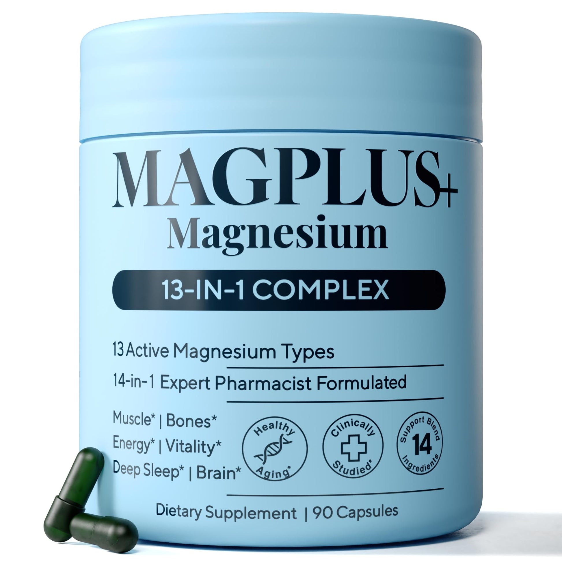 Magnesium Glycinate Complex Supplement, 900mg – 13-in-1 Magnesium L-Threonate, Citrate, Taurate & Malate for Women & Men – Liposomal Chelated Formula – Sleep, Muscle & Brain Support – 90 Capsules Plus+Ultra uk supplements