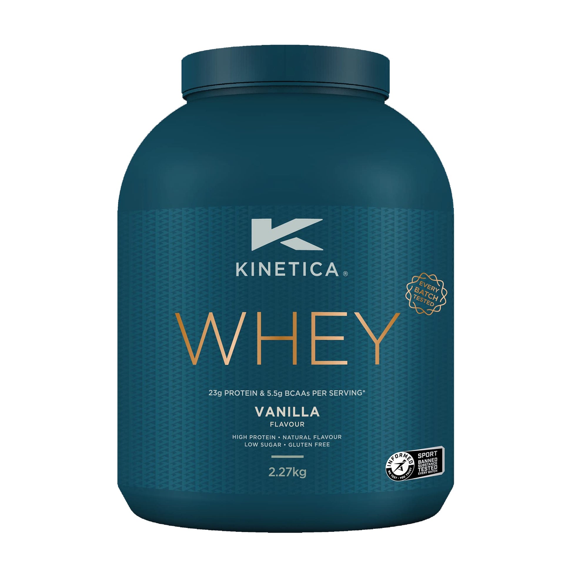 Kinetica Vanilla Whey Protein Powder | 2.27kg | 23g Protein per Serving | 76 Servings Kinetica uk supplements