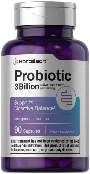 Probiotic for Women & Men's Digestive Health | 3 Billion CFU | 90 Capsules | Non-GMO Horbäach uk supplements