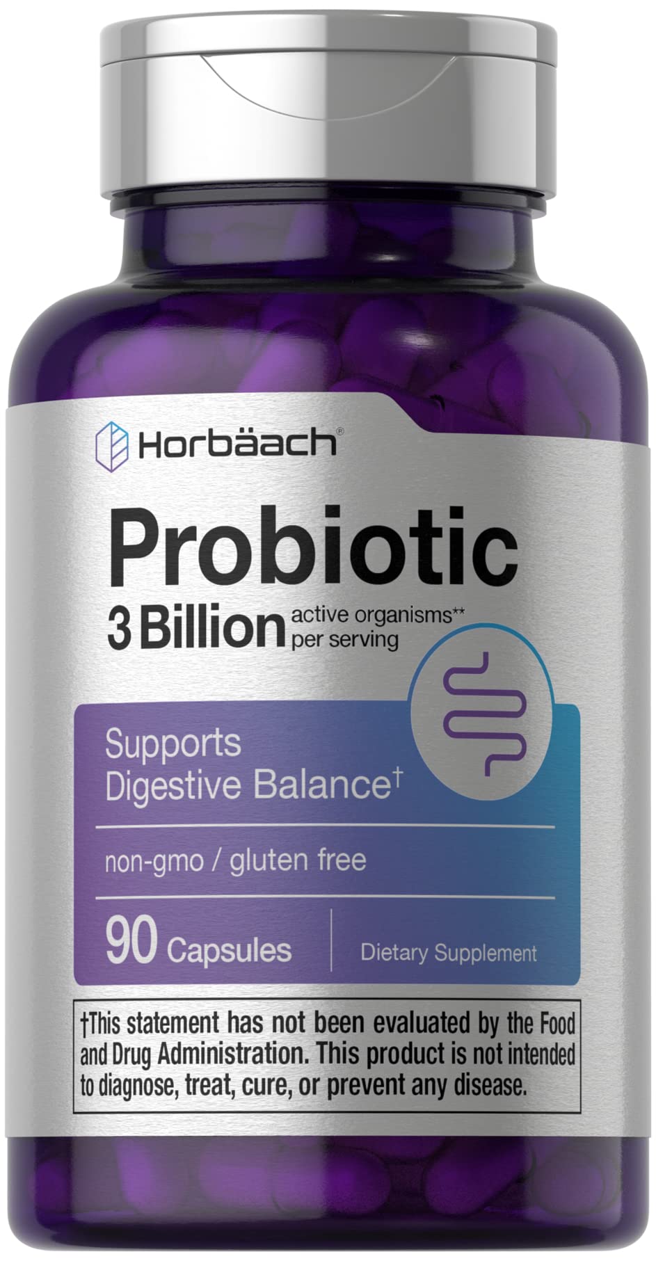 Probiotic for Women & Men's Digestive Health | 3 Billion CFU | 90 Capsules | Non-GMO Horbäach uk supplements