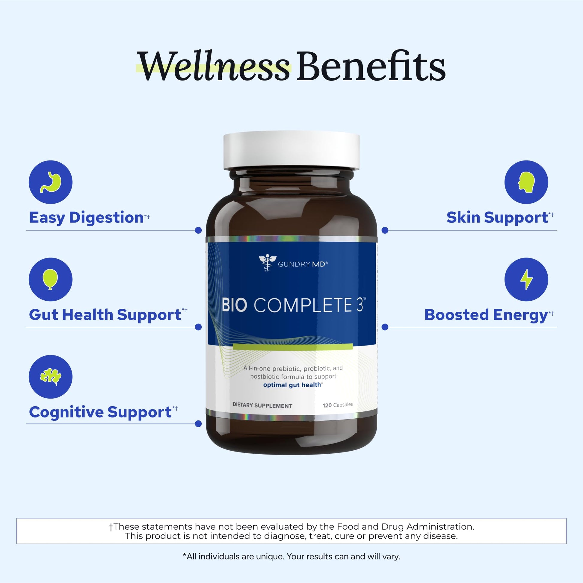 Gundry MD® Bio Complete 3, 3-in-1 Probiotics for Gut Health, Probiotic Supplements for Digestion, Supplement Supporting Bloating, Gas, Food Cravings, Energy Levels, Skin, and Focus, 30 Day Supply Gundry MD uk supplements