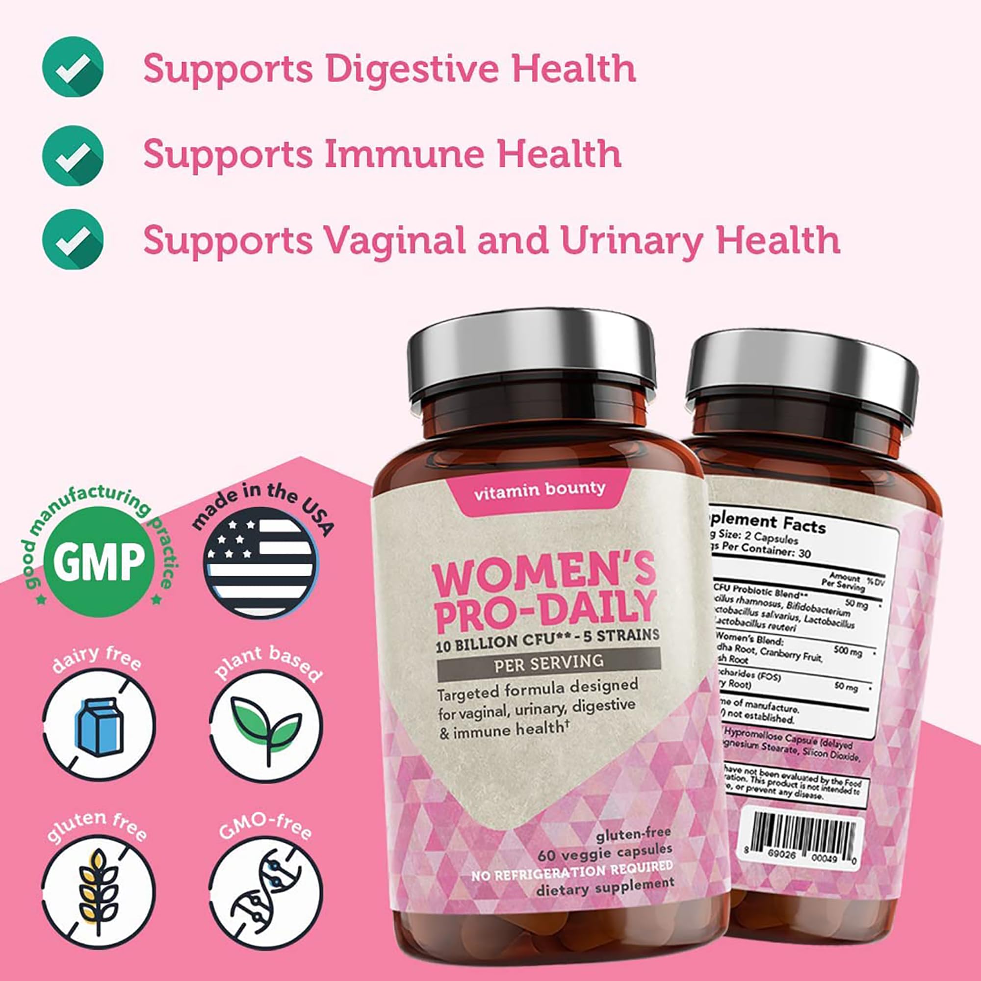 Vitamin Bounty Women's Pro Daily - Vaginal Probiotic & Prebiotic & pH Balance, Probiotics Vitamin Bounty uk supplements