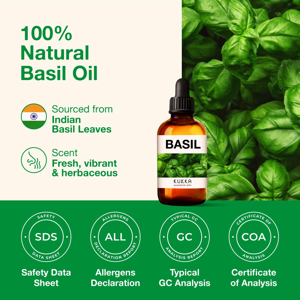 Kukka Basil Essential Oil for Diffusers - Basil Essential Oil for Skin - Basil Oil for Aromatherapy, Skin, Fragrance KUKKA essential oils uk supplements