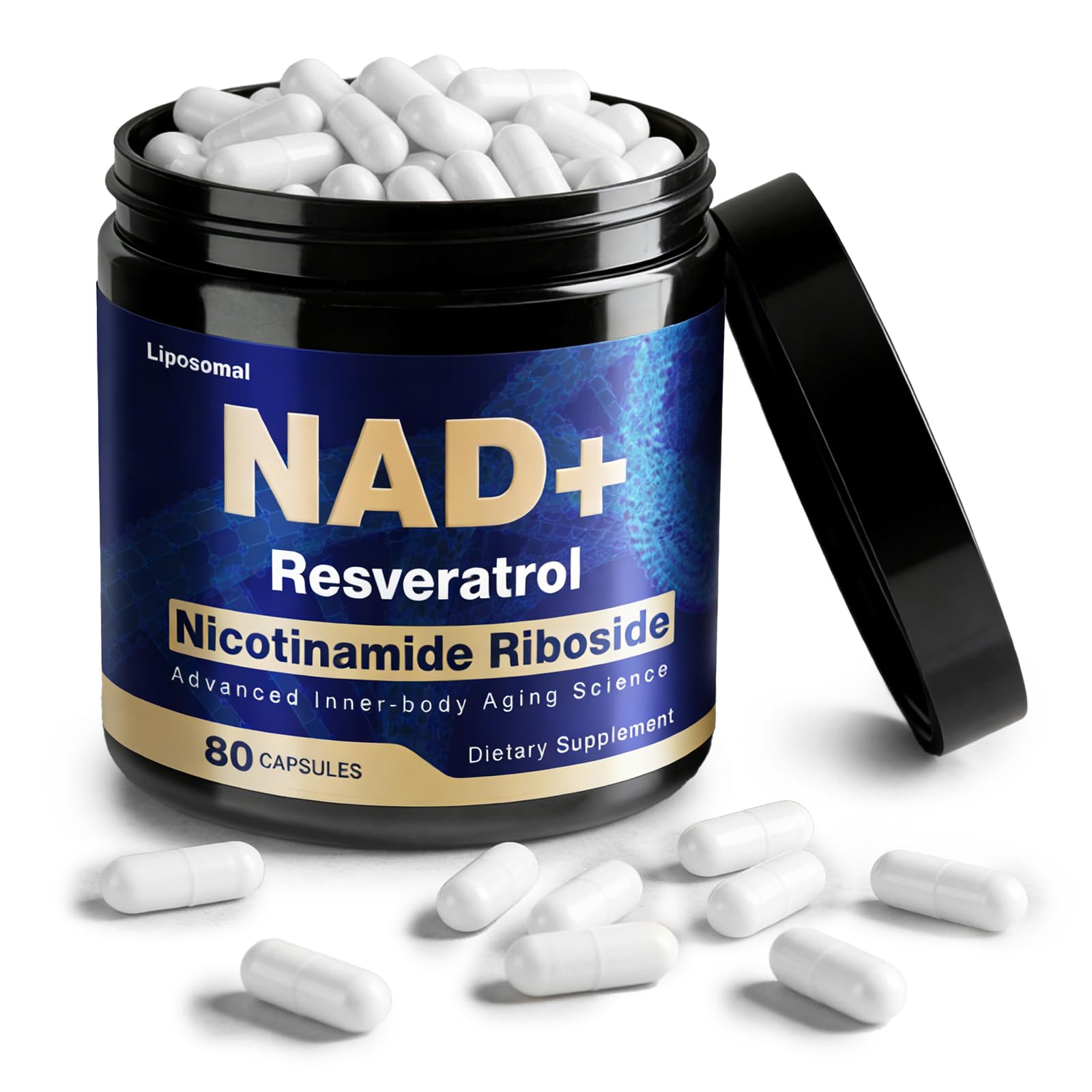 NLMUBR LUCKSIT NAD Supplement - NAD Nicotinamide Riboside Resveratrol 900mg, NAD Supplements for Women & Man, Liposomal NAD+ for Anti Aging & Cell Regenerator, 80 Capsules NLMUBR LUCKSIT uk supplements