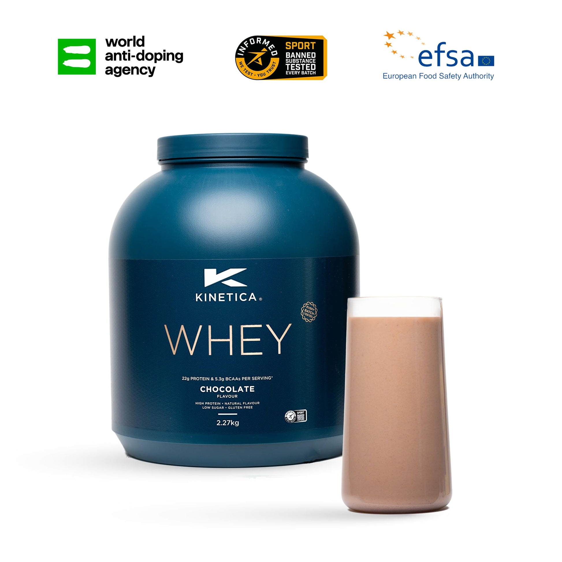 Kinetica Chocolate Whey Protein Powder | 2.27kg | 22g Protein per Serving | 76 Servings Kinetica uk supplements