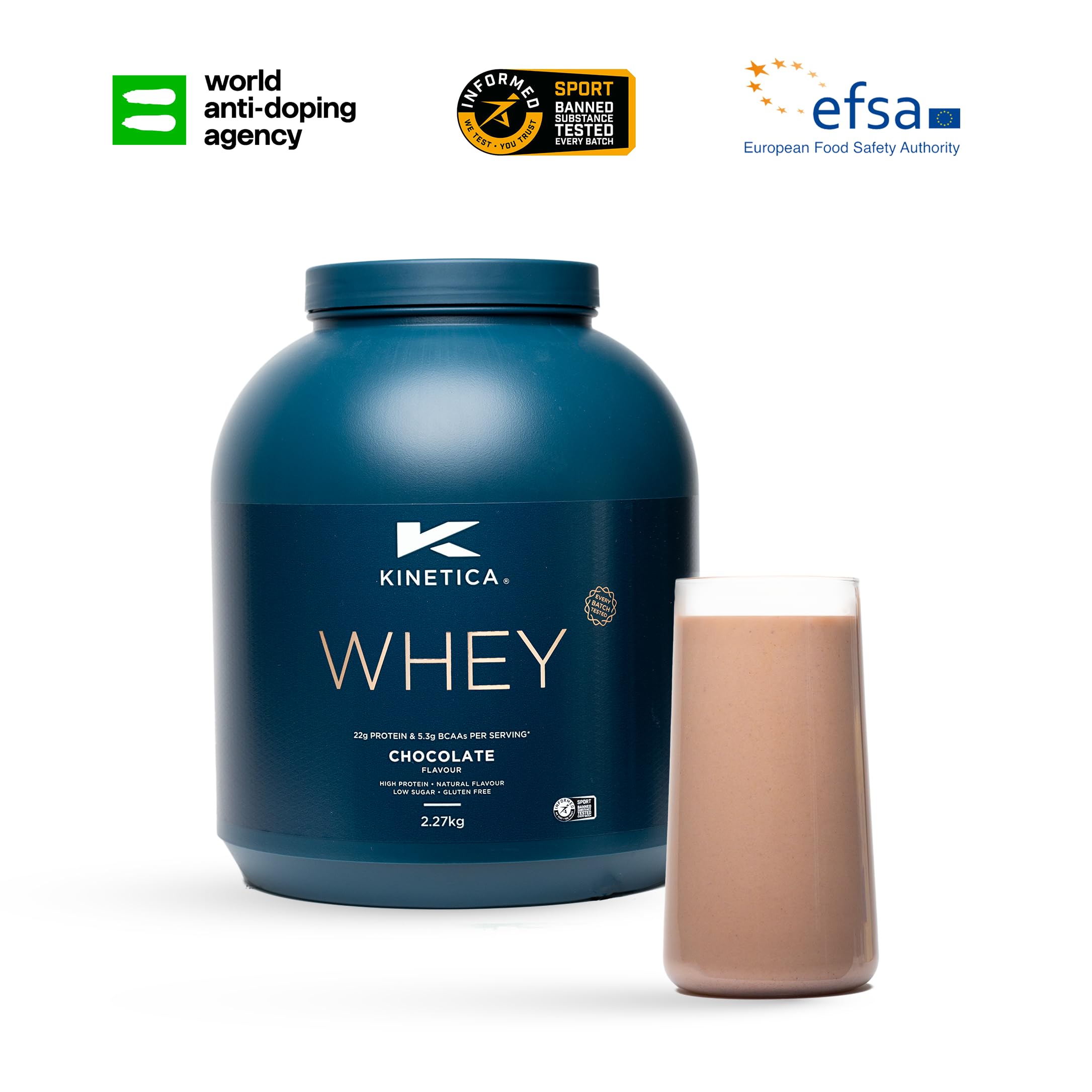 Kinetica Chocolate Whey Protein Powder | 2.27kg | 22g Protein per Serving | 76 Servings Kinetica uk supplements