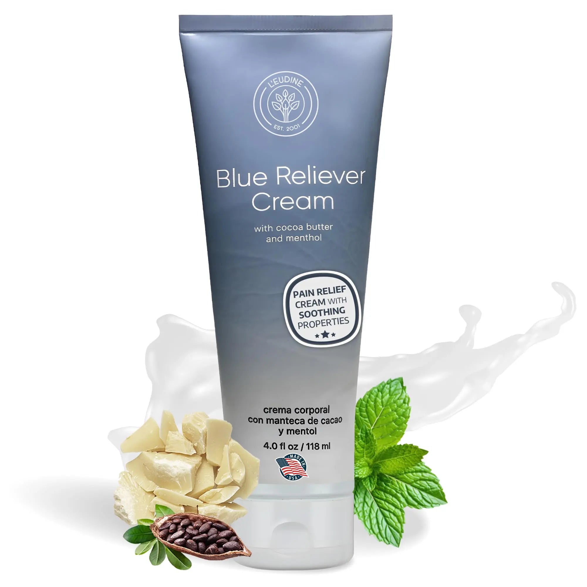 L'EUDINE Blue Reliever Cream – Joint and Muscle Therapy, Body Cream with Cocoa Butter and Menthol L'eudine uk supplements