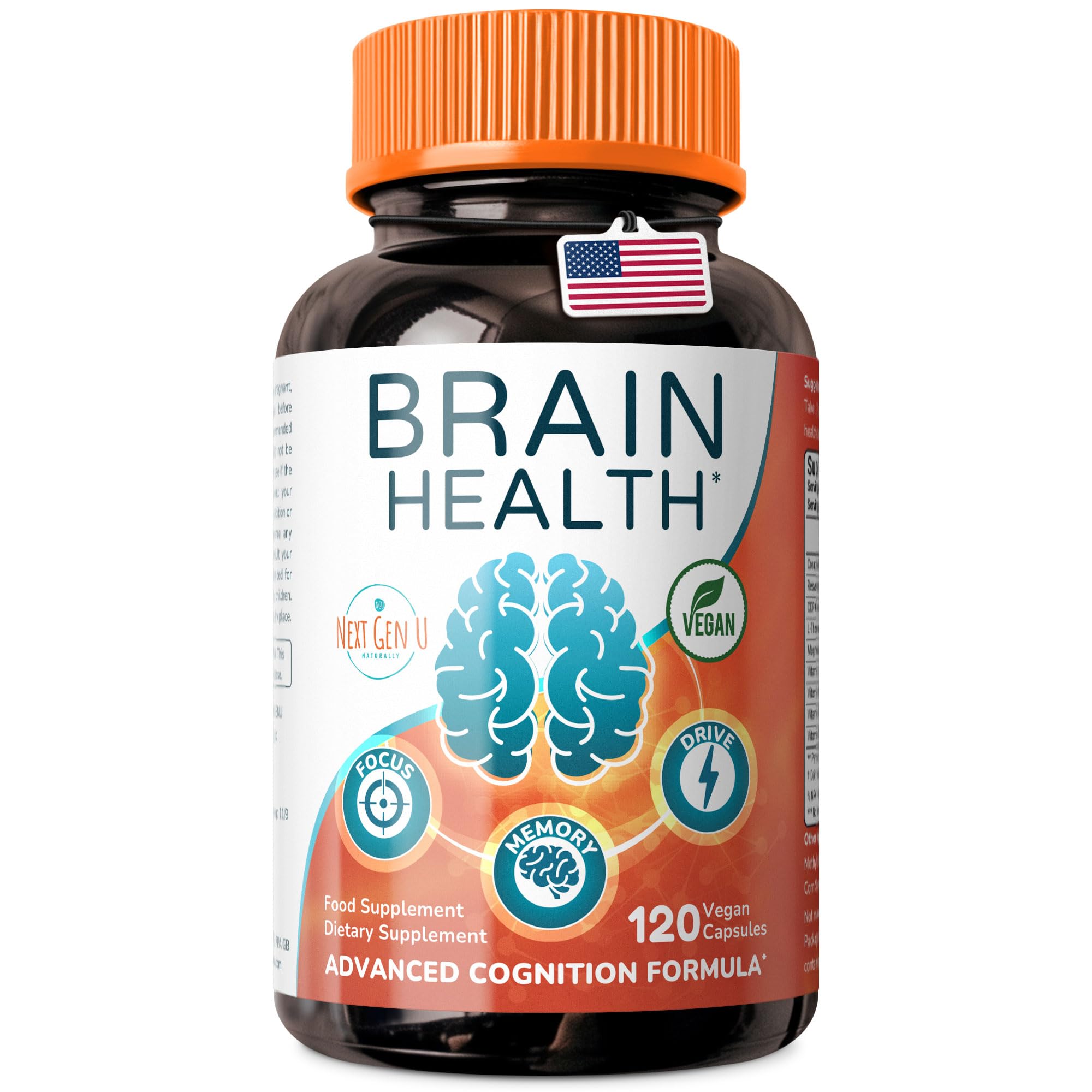Brain Supplement - 120 Vegan Capsules - Dietary Nootropic May Help Memory, Cognitive Function & Focus - Formulation with Amino Acids, Polyphenols & B Vitamins - for Women, Men & Seniors - by NextGenU NGU Next Gen U uk supplements