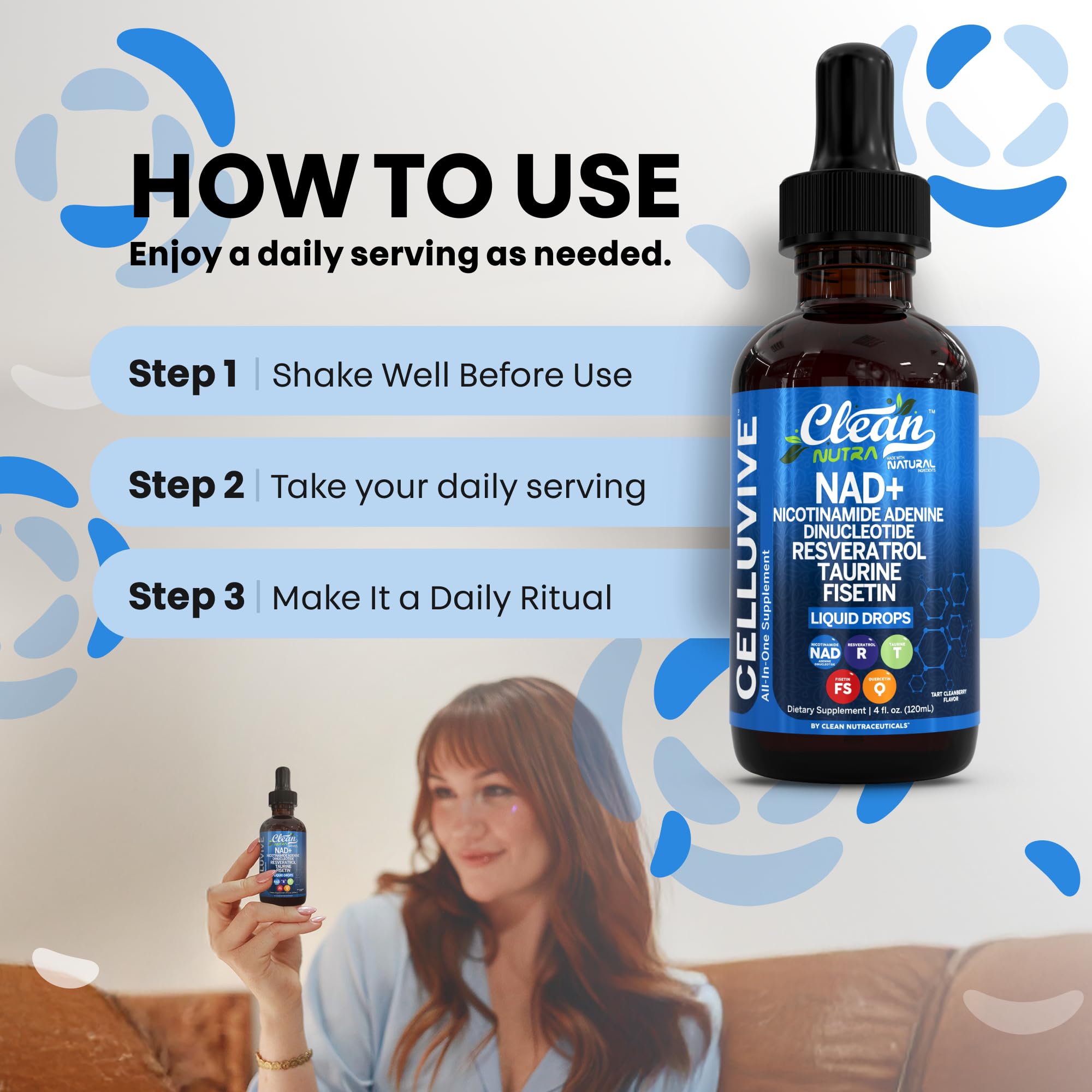Clean Nutra NAD Liquid Supplement Drops Resveratrol Polyphenols Liposomal Taurine Fisetin Grape Seed Extract Japanese Knotweed Fo Ti Anti Aging NAD+ Nicotinamide Adenine Dinucleotide for Women & Men Clean Nutraceuticals uk supplements