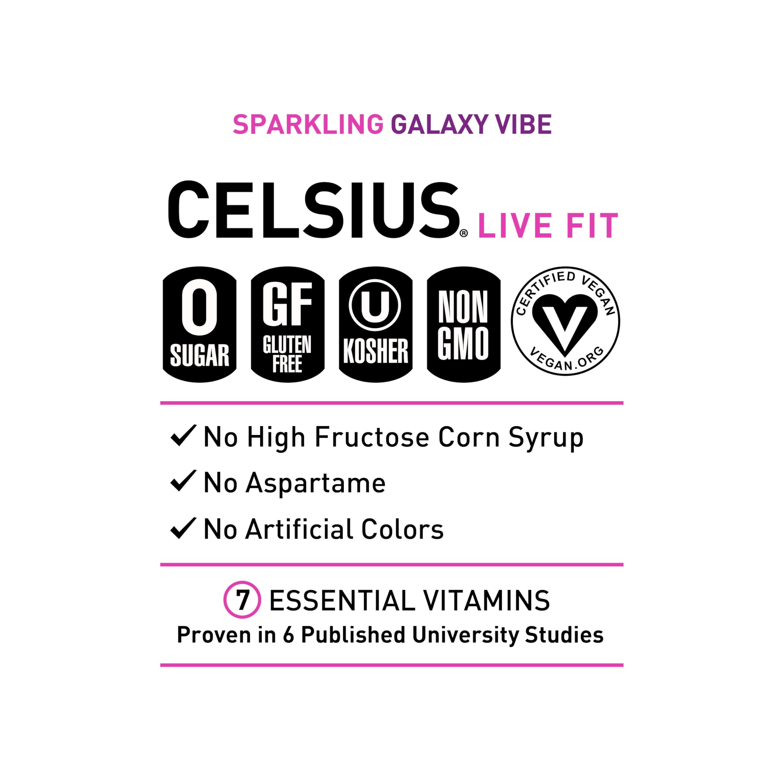 CELSIUS Sparkling Galaxy Vibe, Functional Essential Energy Drink 12 Fl Oz (Pack of 12) CELSIUS uk supplements