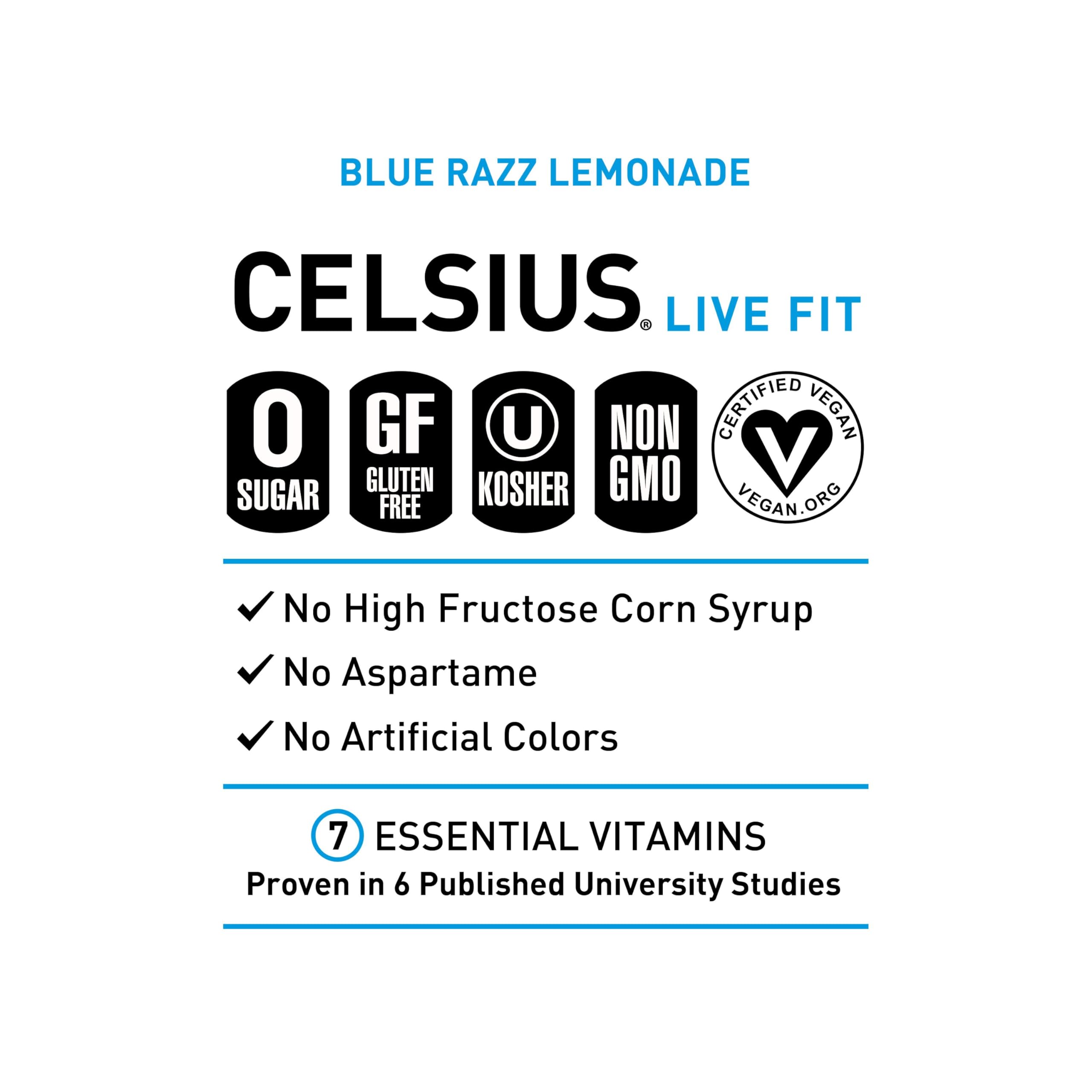 CELSIUS Fizz Free Blue Razz Lemonade, Functional Essential Energy Drink 12 Fl Oz CELSIUS uk supplements