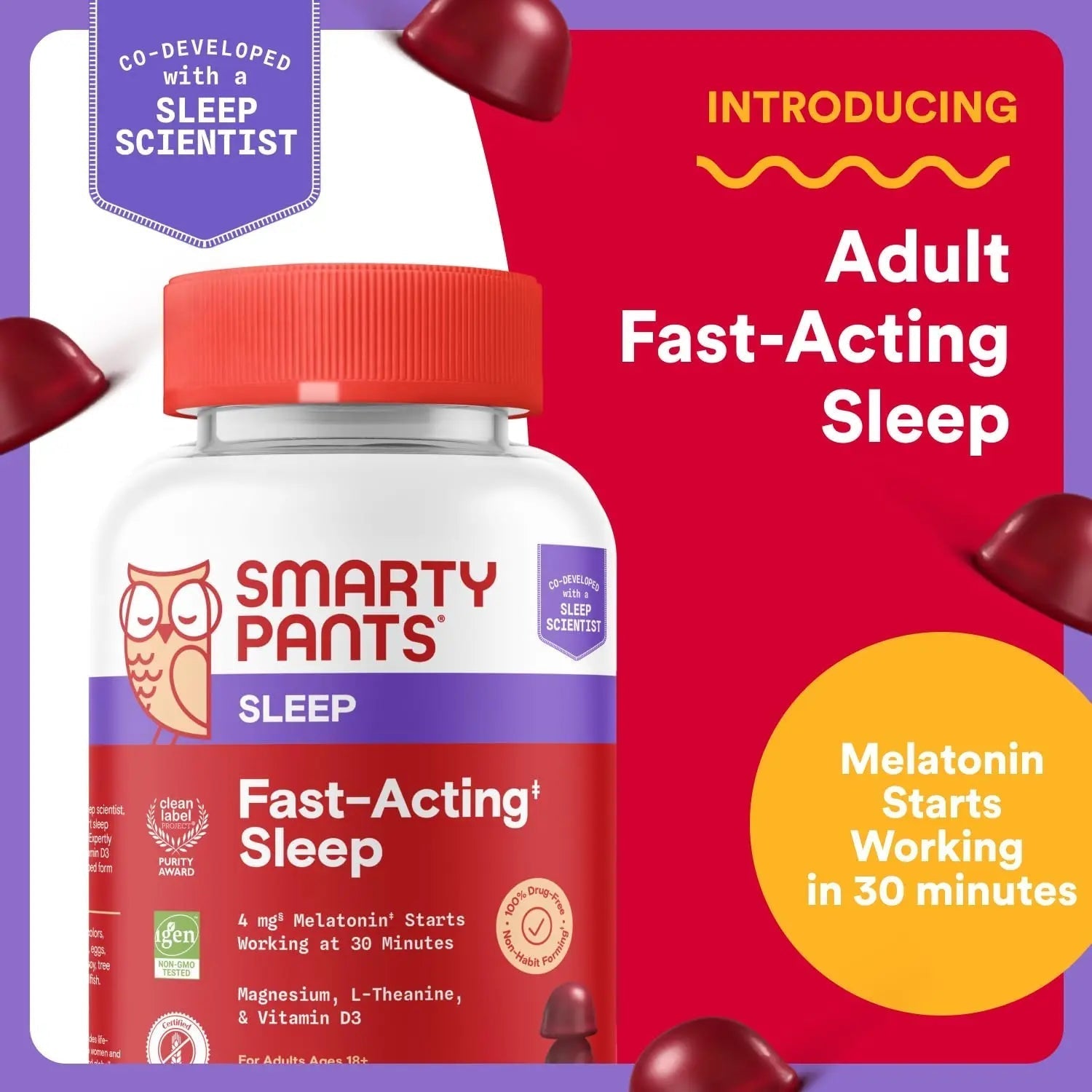 SmartyPants Adult Sleep Gummies with Melatonin: Magnesium & L-Theanine, Drug-Free, Non-Habit Forming Sleep Aid SmartyPants uk supplements