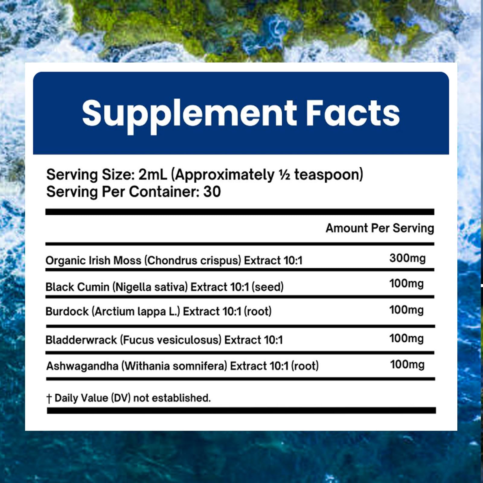 Velestoff Irish Seamoss Thyroid Hormone Regulator, Velestoff Thyroid Support Drops | Sea Moss, Black Seed Oil, Ashwagandha, Burdock Root, Bladderwrack, Hormone Balance & Support - 2 FL.OZ (1 Pcs) Velestoff uk supplements