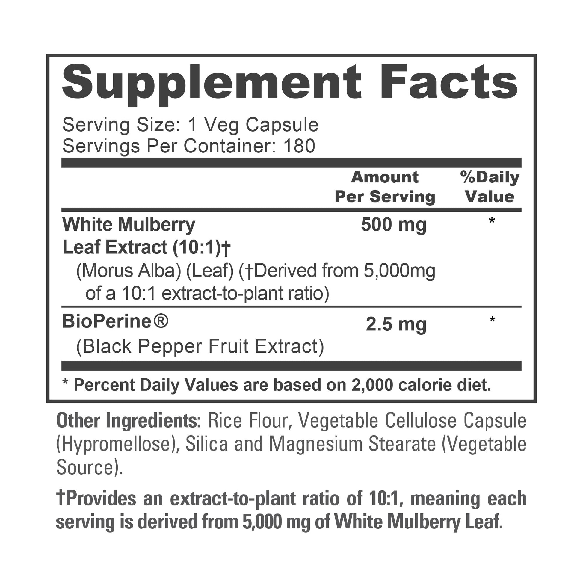 NusaPure White Mulberry Leaf Extract 10:1 Extract, 500 mg Equivalent to 5000mg 180 Veg Caps (Vegan, Non GMO Bioperine) NusaPure uk supplements