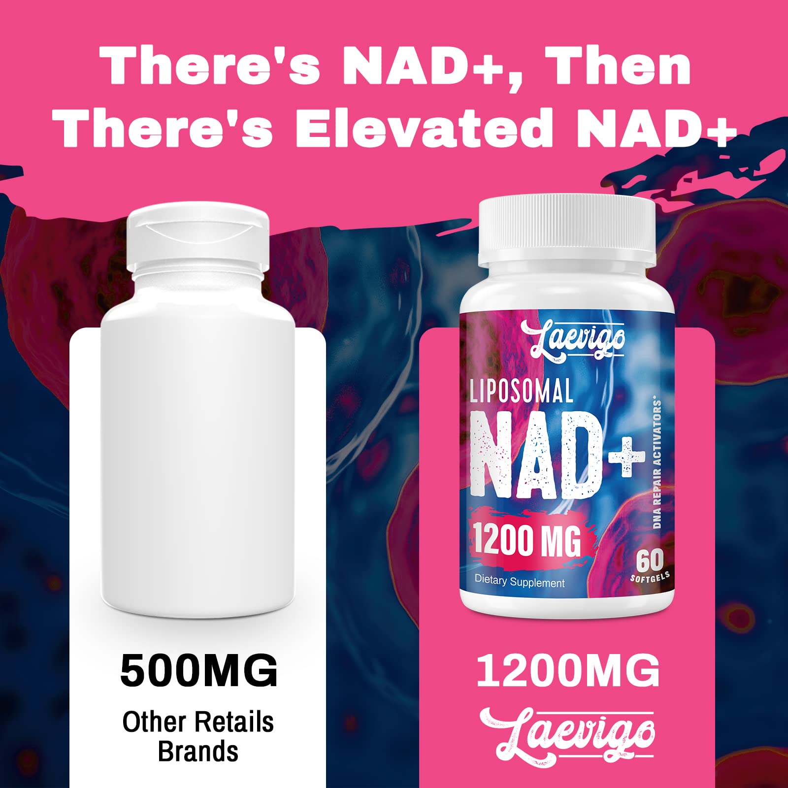 Laevigo Liposomal NAD+ Supplement 1200mg High Absorption, Cellular Energy & Mitochondrial Support, NAD Plus for Longevity & Vitality, Anti-Aging Formula, 60 Softgels Laevigo uk supplements