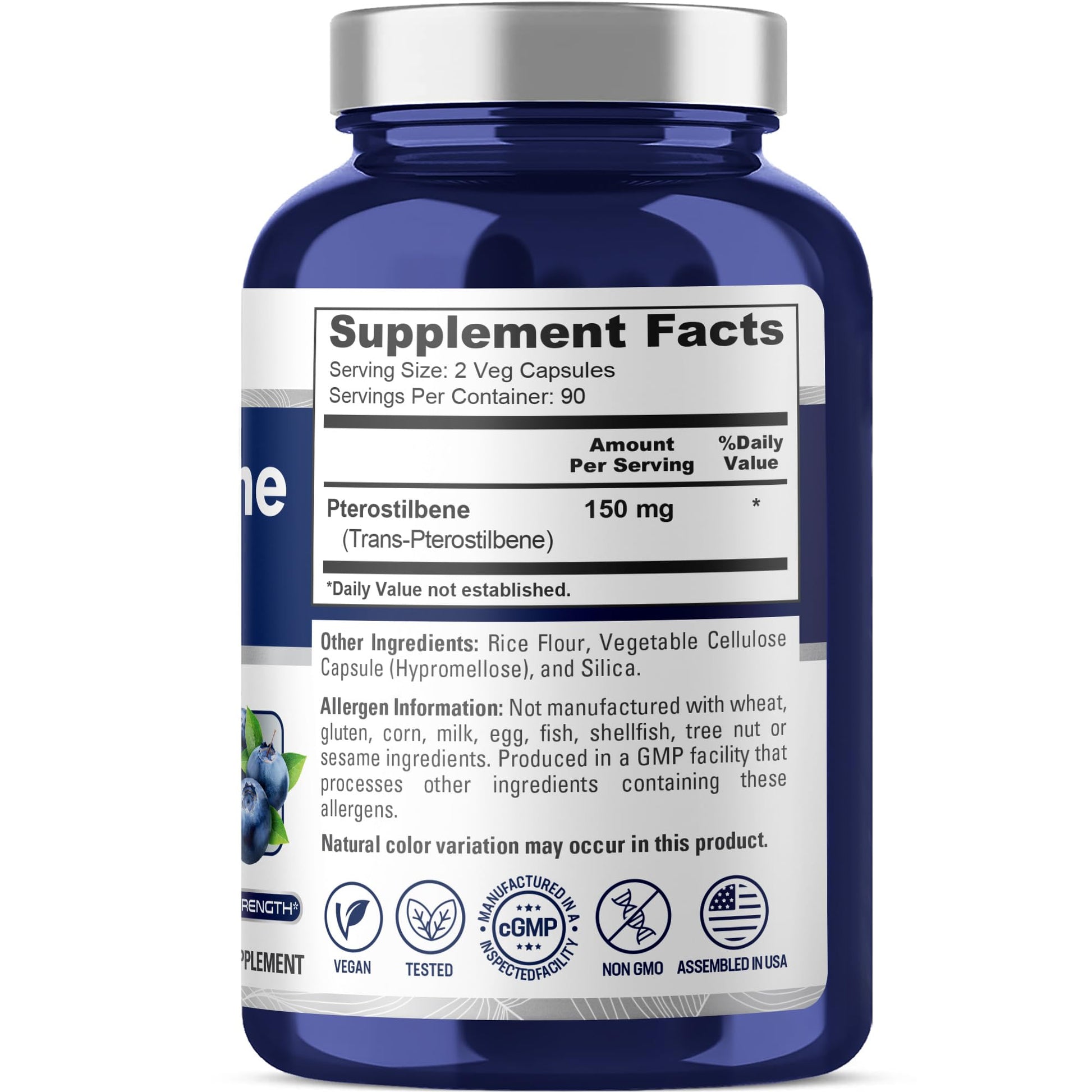 NusaPure Pterostilbene 150mg 180 Veggie Caps (Non-GMO, Vegan) NusaPure uk supplements
