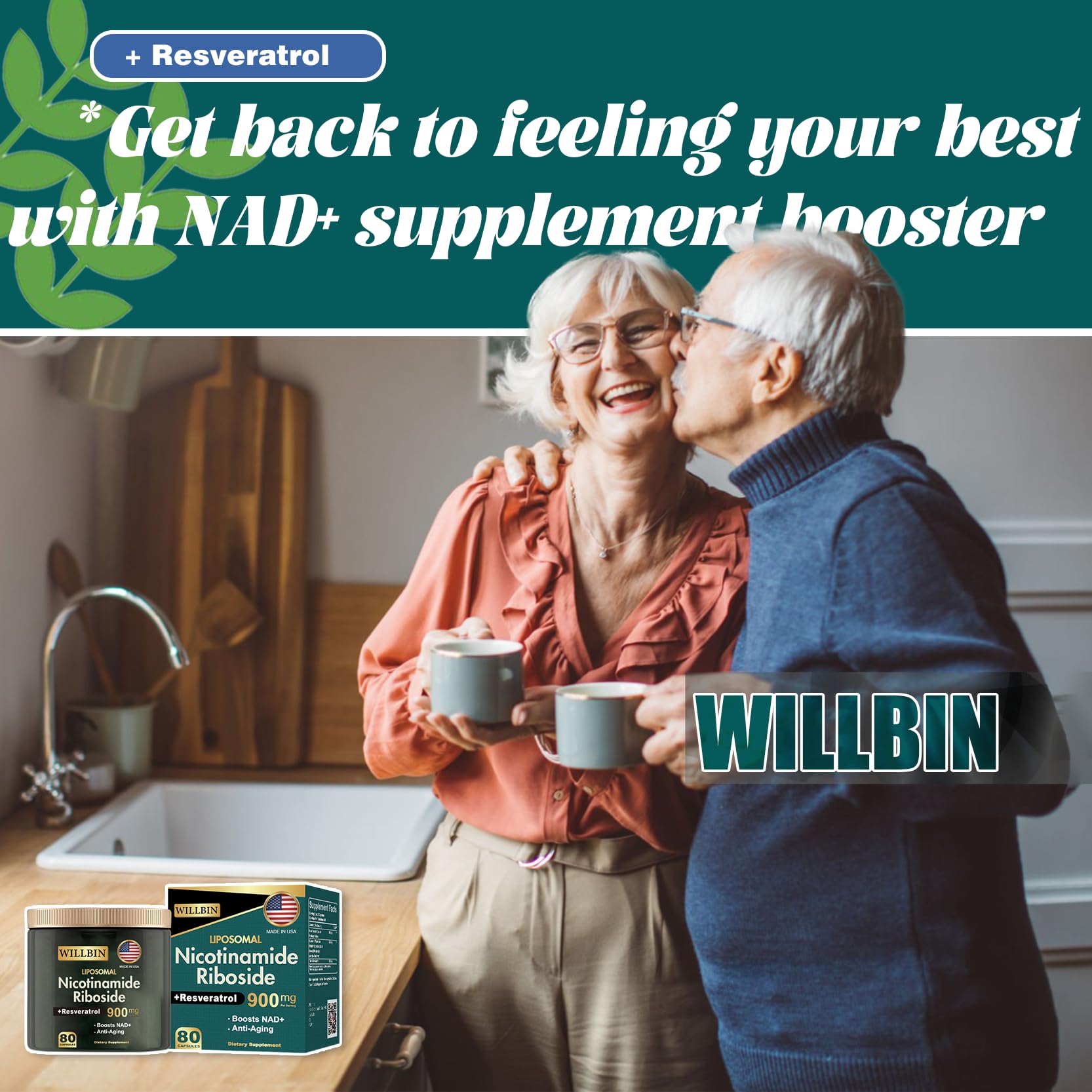 Willbin Liposomal NAD+ Supplement, Nicotinamide Riboside with Resveratrol, NAD Nicotinamide Riboside Boost Energy Focus Anti-Aging for Women & Men - 80 Vegan Capsules Willbin uk supplements