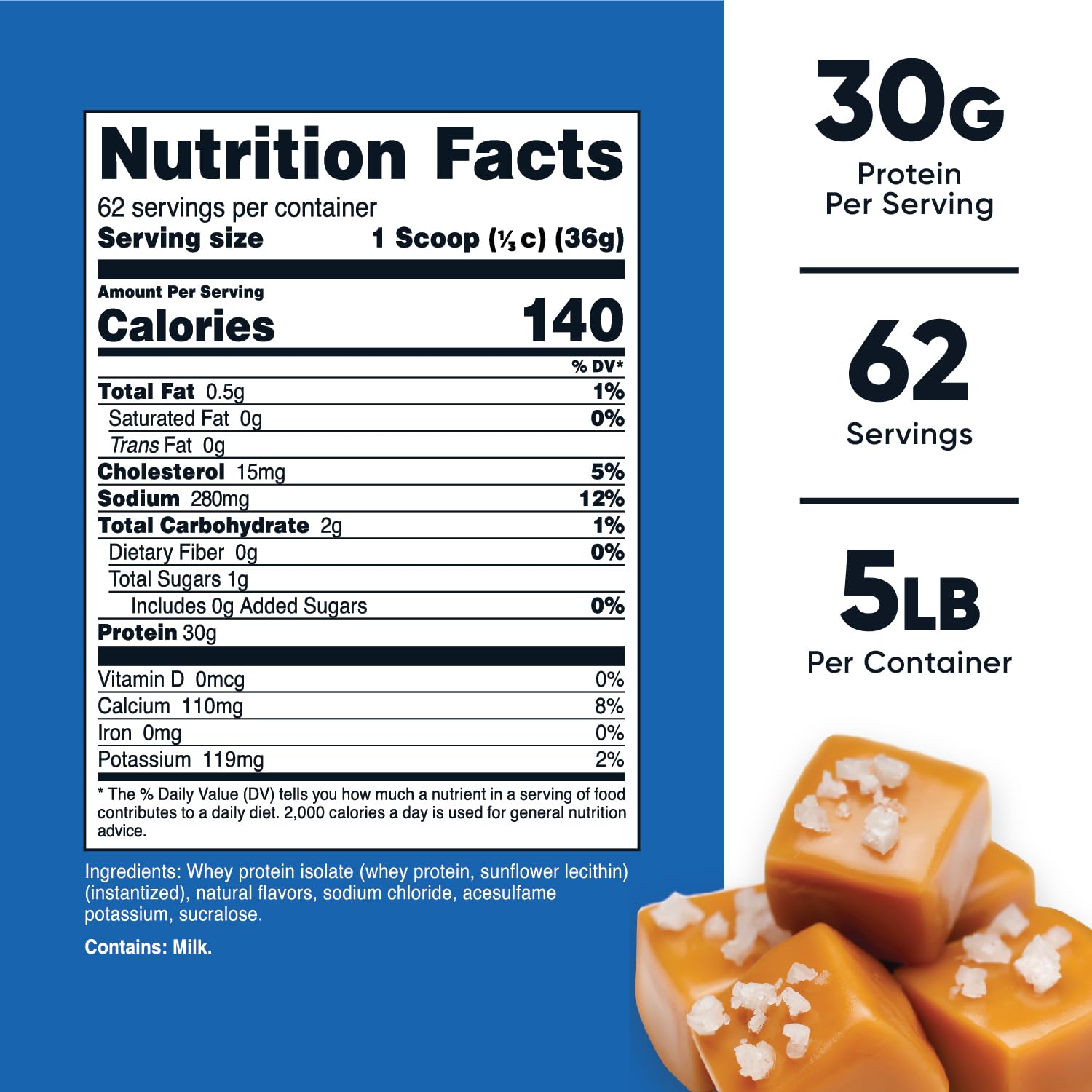 Nutricost Whey Protein Isolate (Salted Caramel, 5LBS) Nutricost uk supplements
