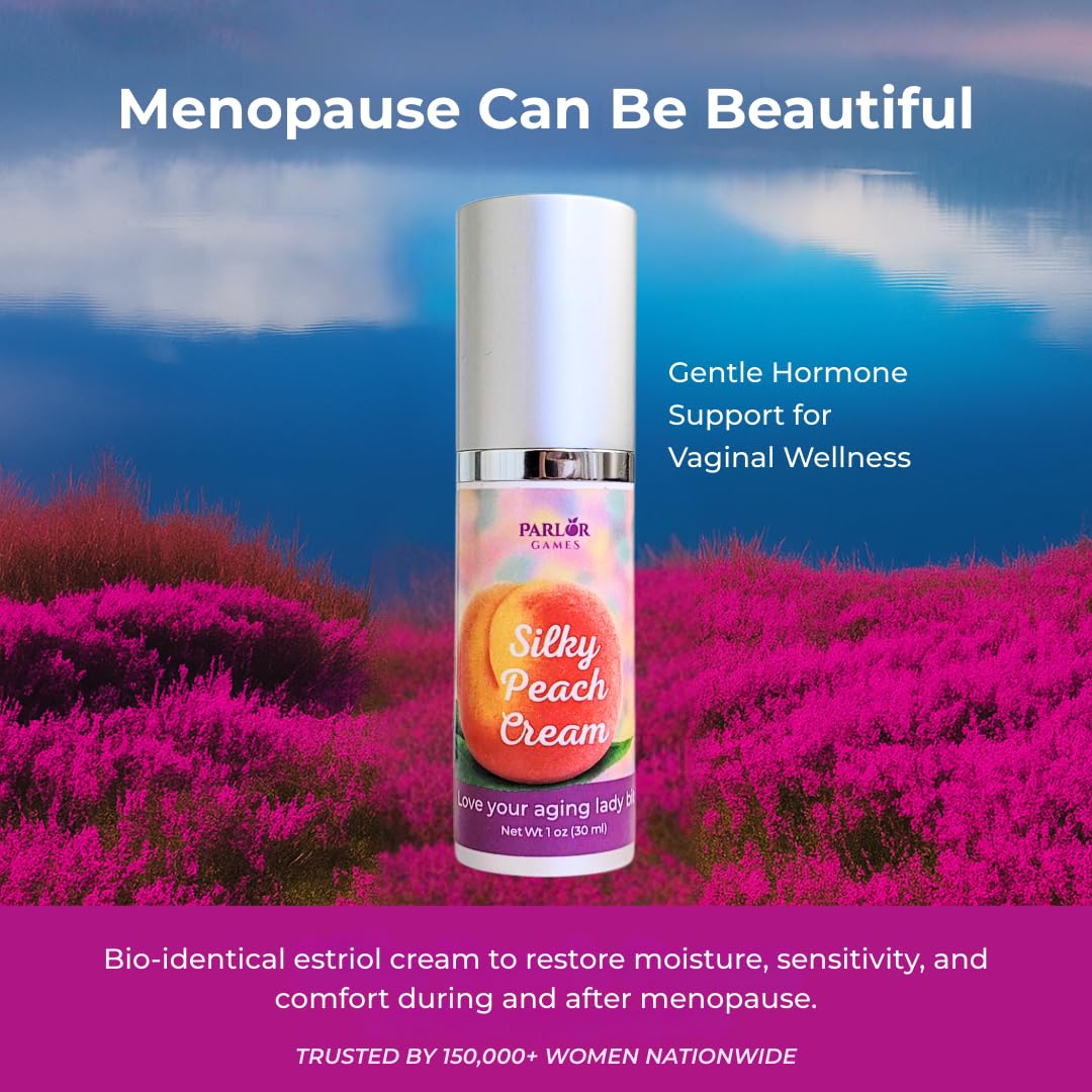 Silky Peach Cream by Parlor Games – Bioidentical Estriol Cream for Women – Menopause Relief for Vaginal Dryness & Vulva Itch – 30ml Bottle (2 Month Supply) Parlor Games uk supplements